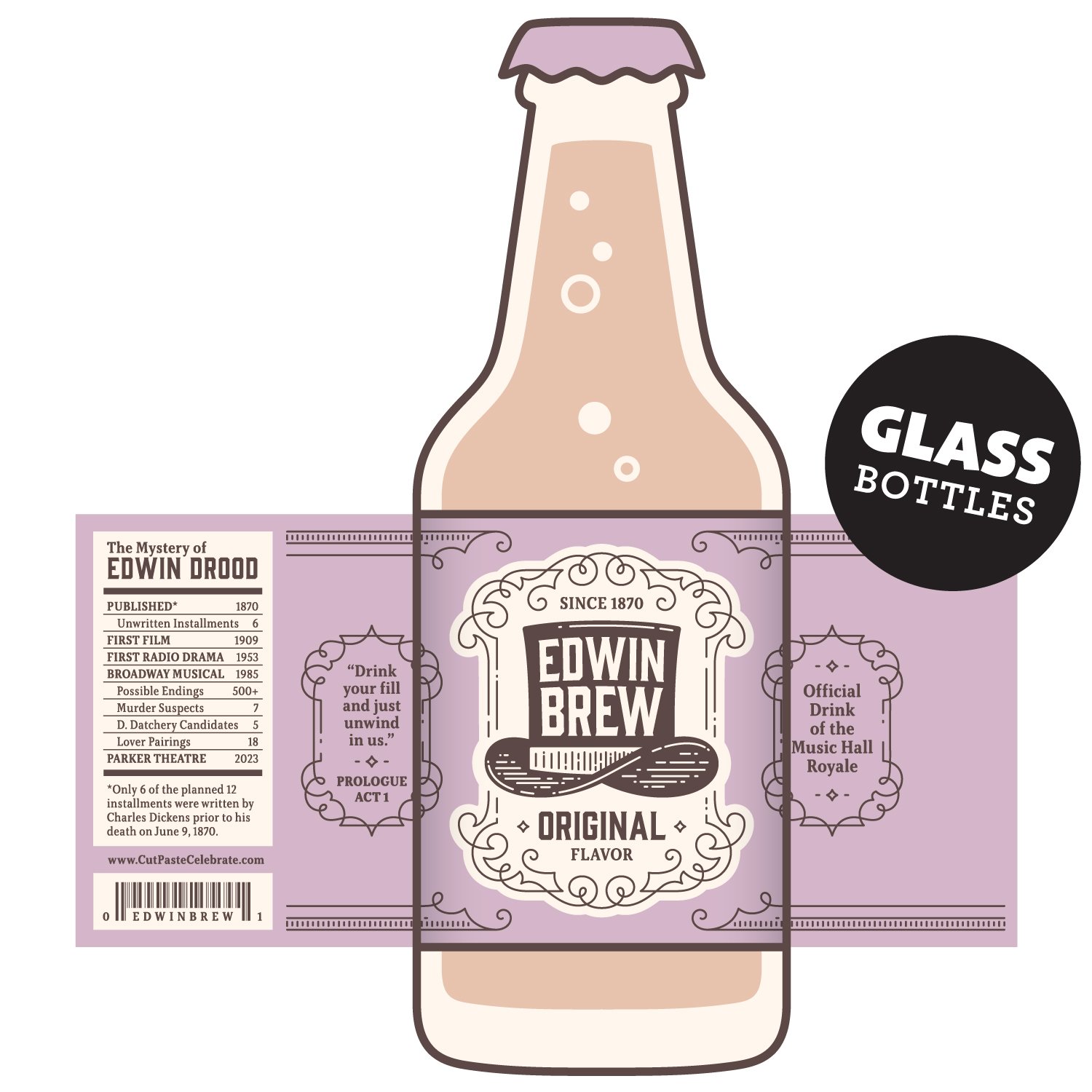 Printable Edwin Brew Bottle Labels - Inspired by Charles Dickens' The Mystery of Edwin Drood