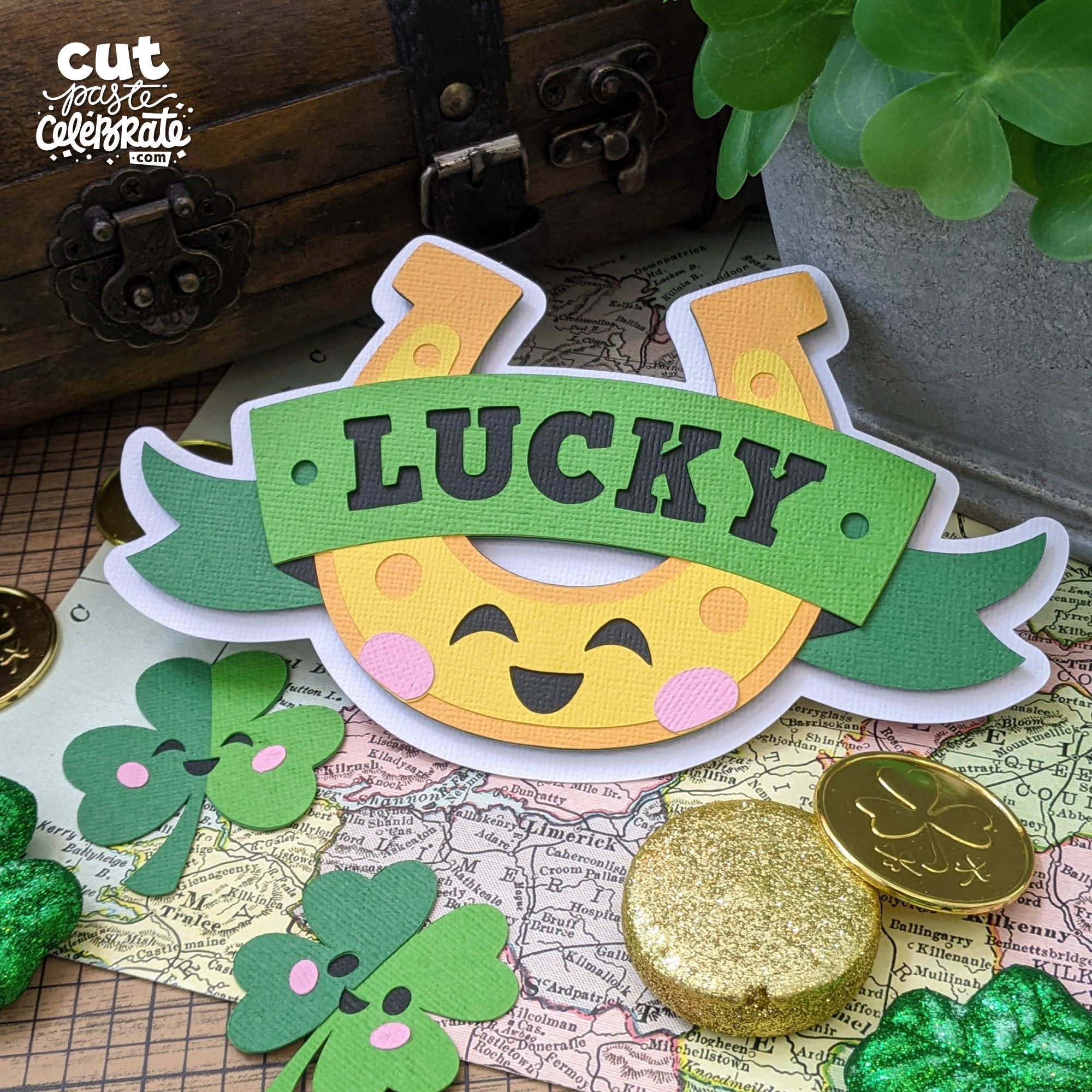 Today is your LUCKY day! Cut this happy horseshoe with your Cricut or Silhouette machine!