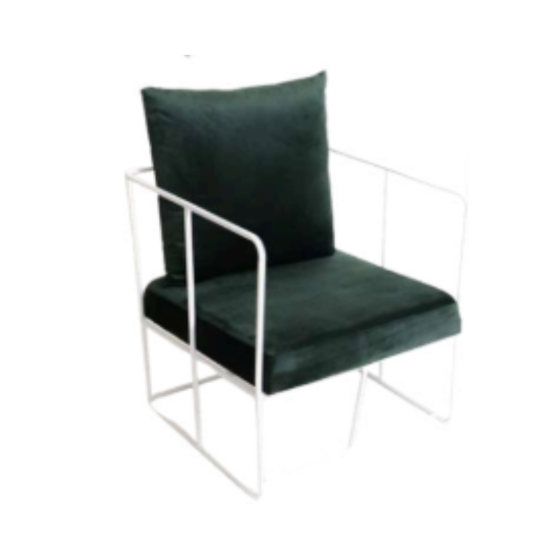 White Frame Armchair – Forest Green