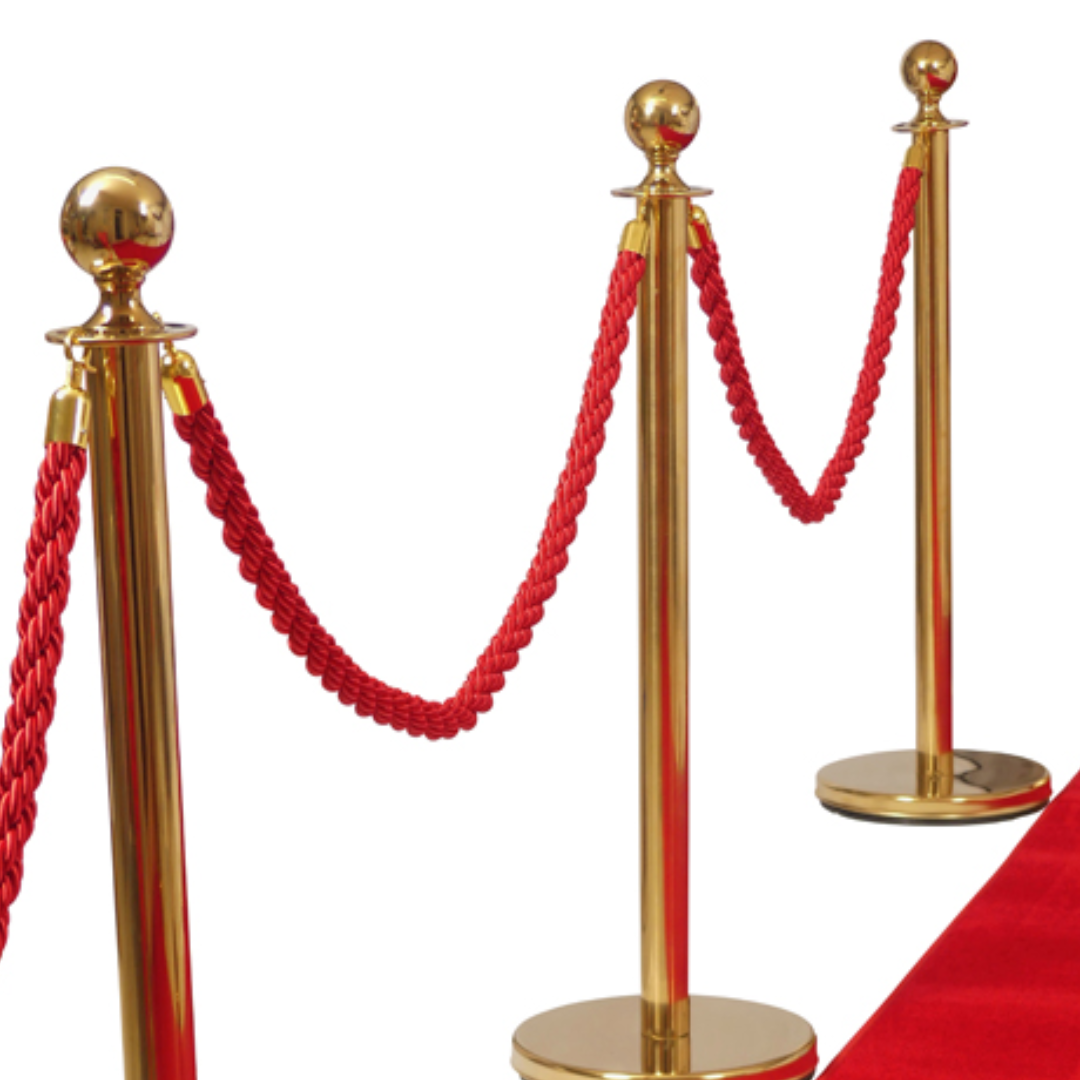 Gold Bollard - Red Rope — Nicholls and Co