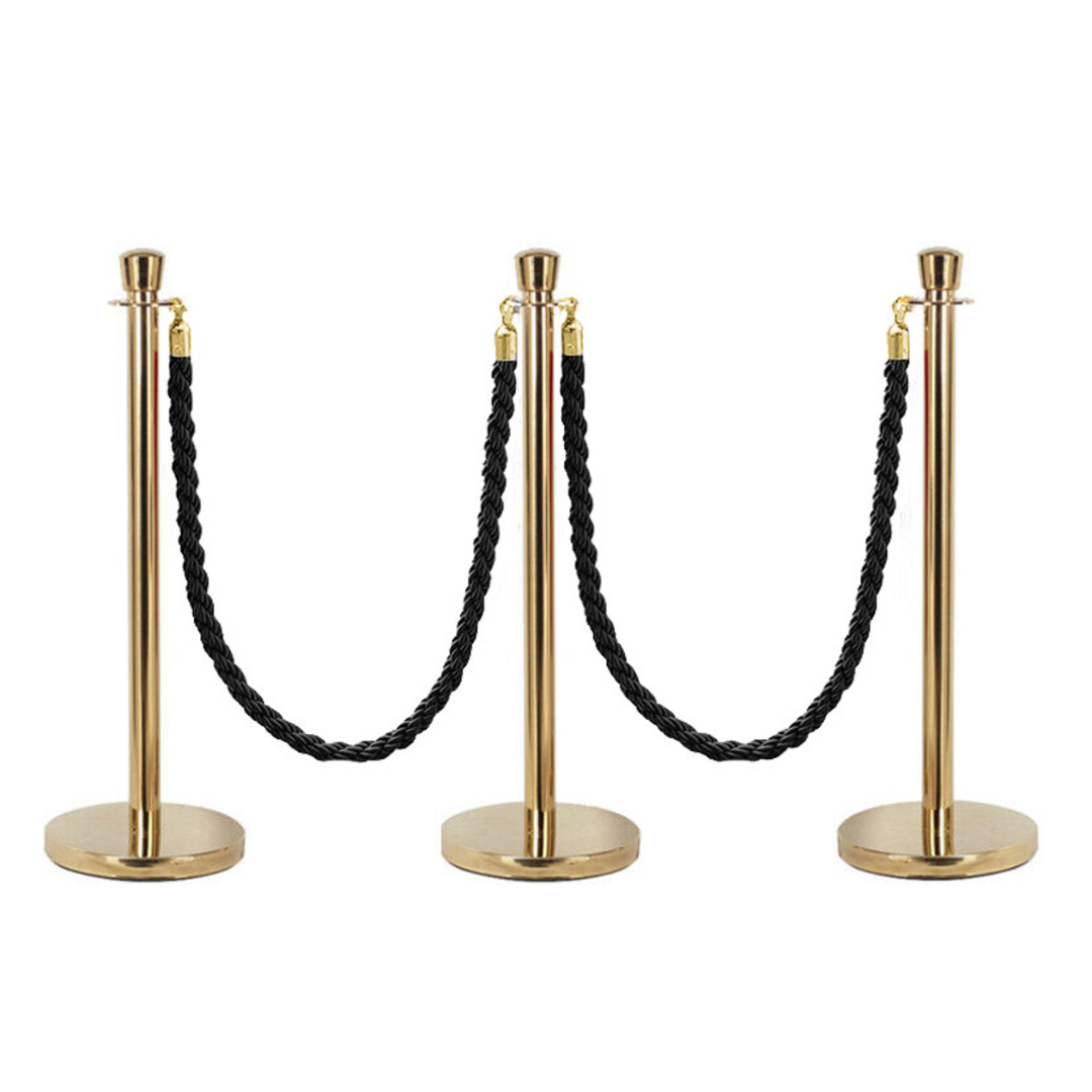 Gold Bollards - Black Rope — Nicholls and Co