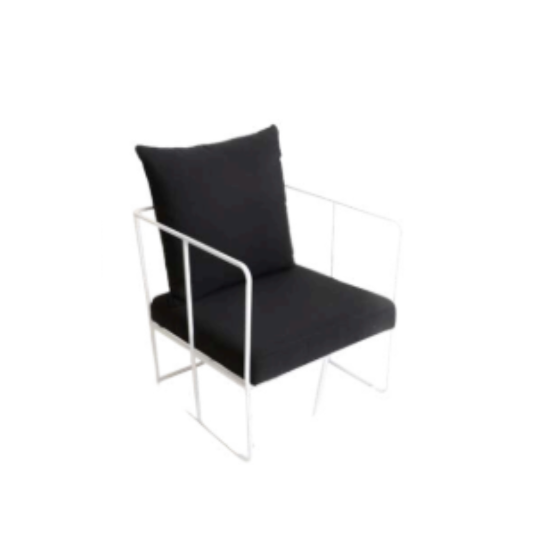 White Frame Armchair – Matte Black