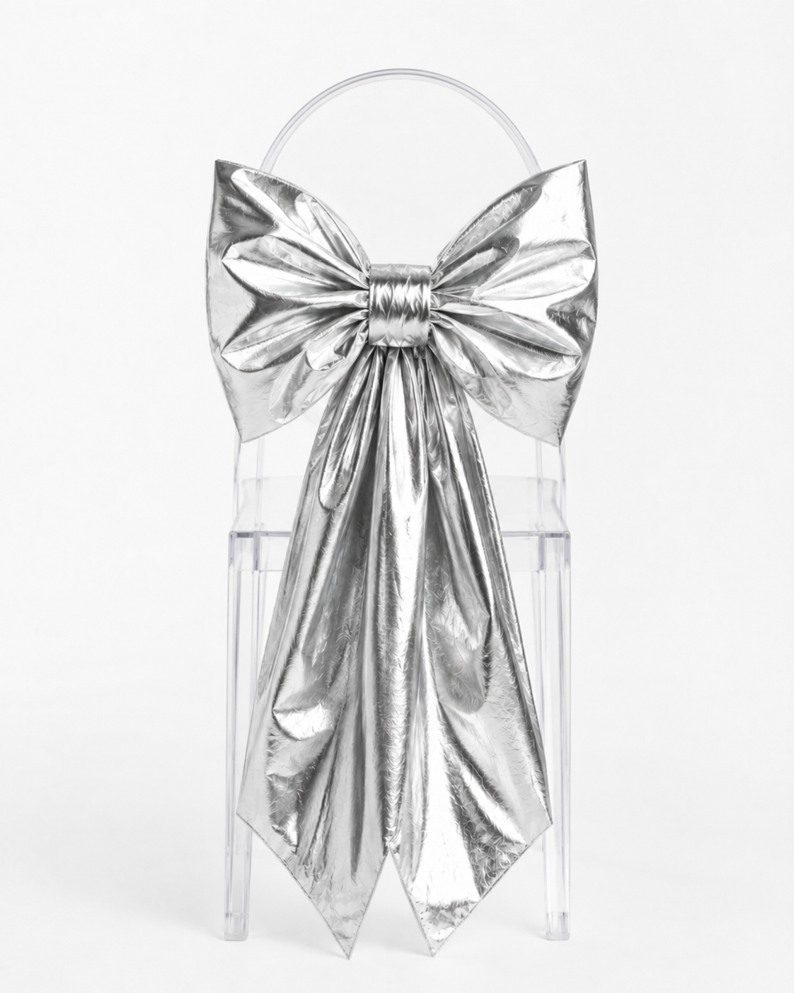 Oversized Metallic Silver Chair Bow