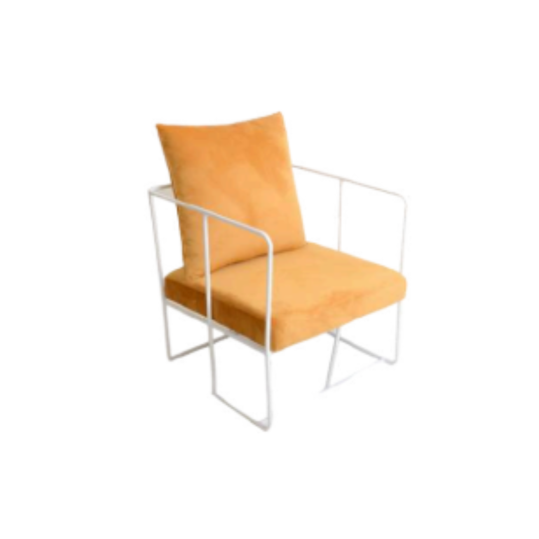 White Frame Armchair– Sunset Mustard