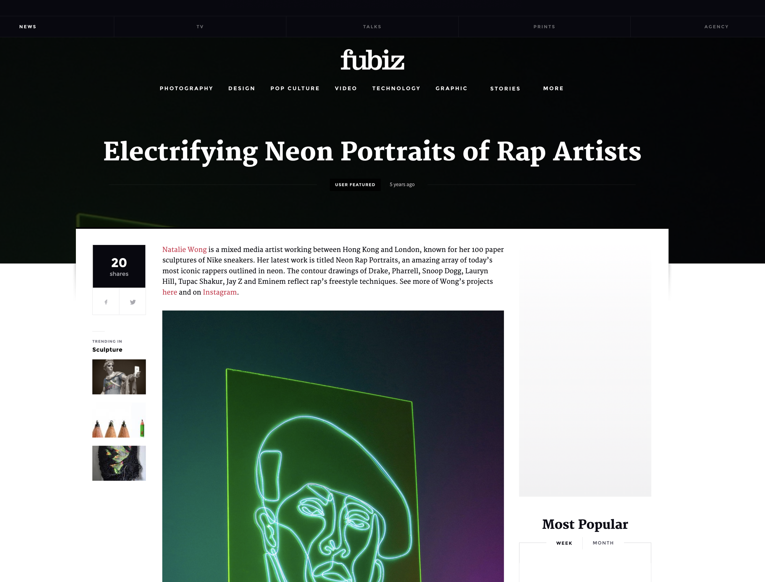 Fubiz Natalie Wong Neon Rap Portraits Artist Hong Kong