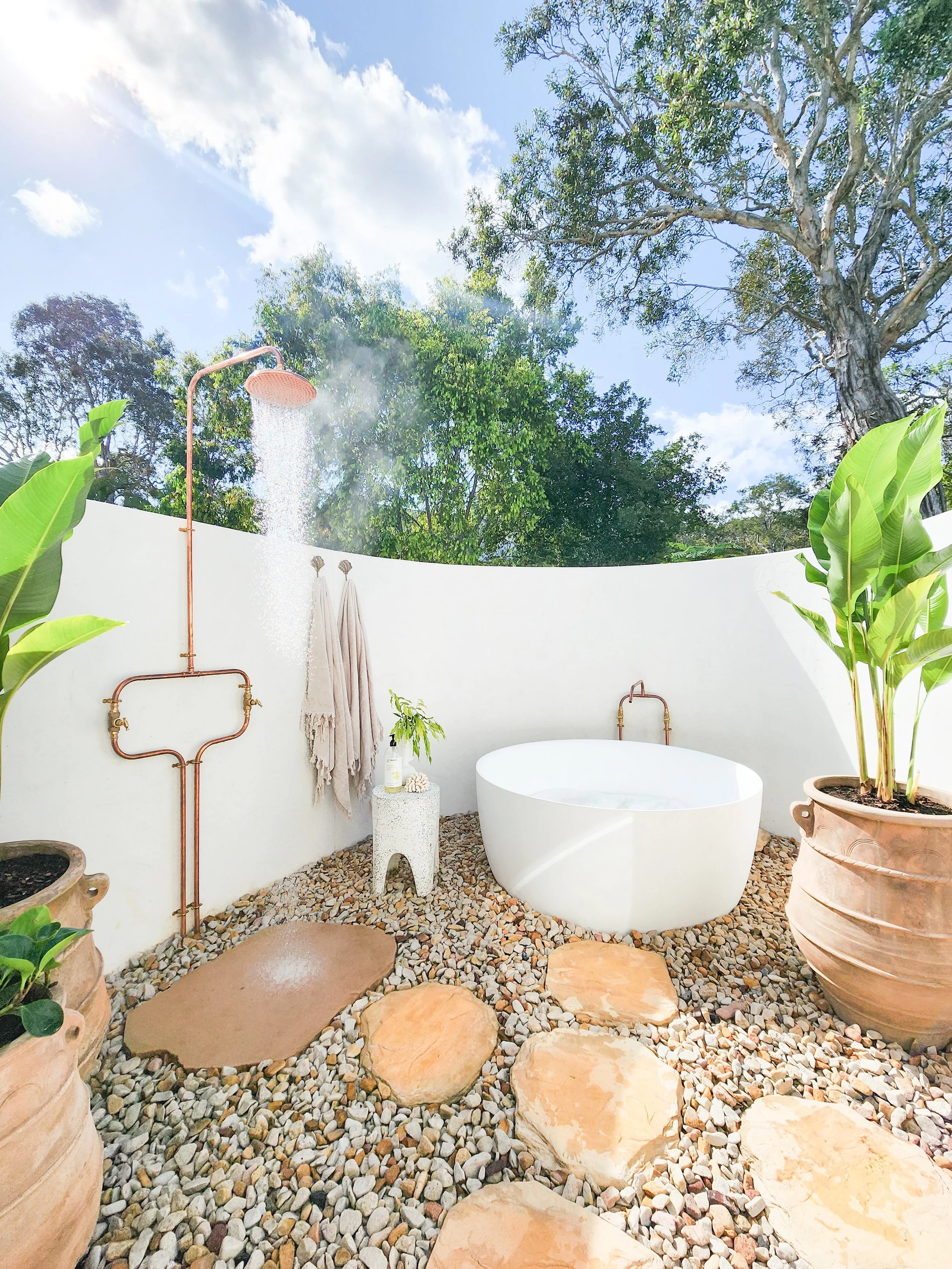 Custom Copper Outdoor Shower And Bath  