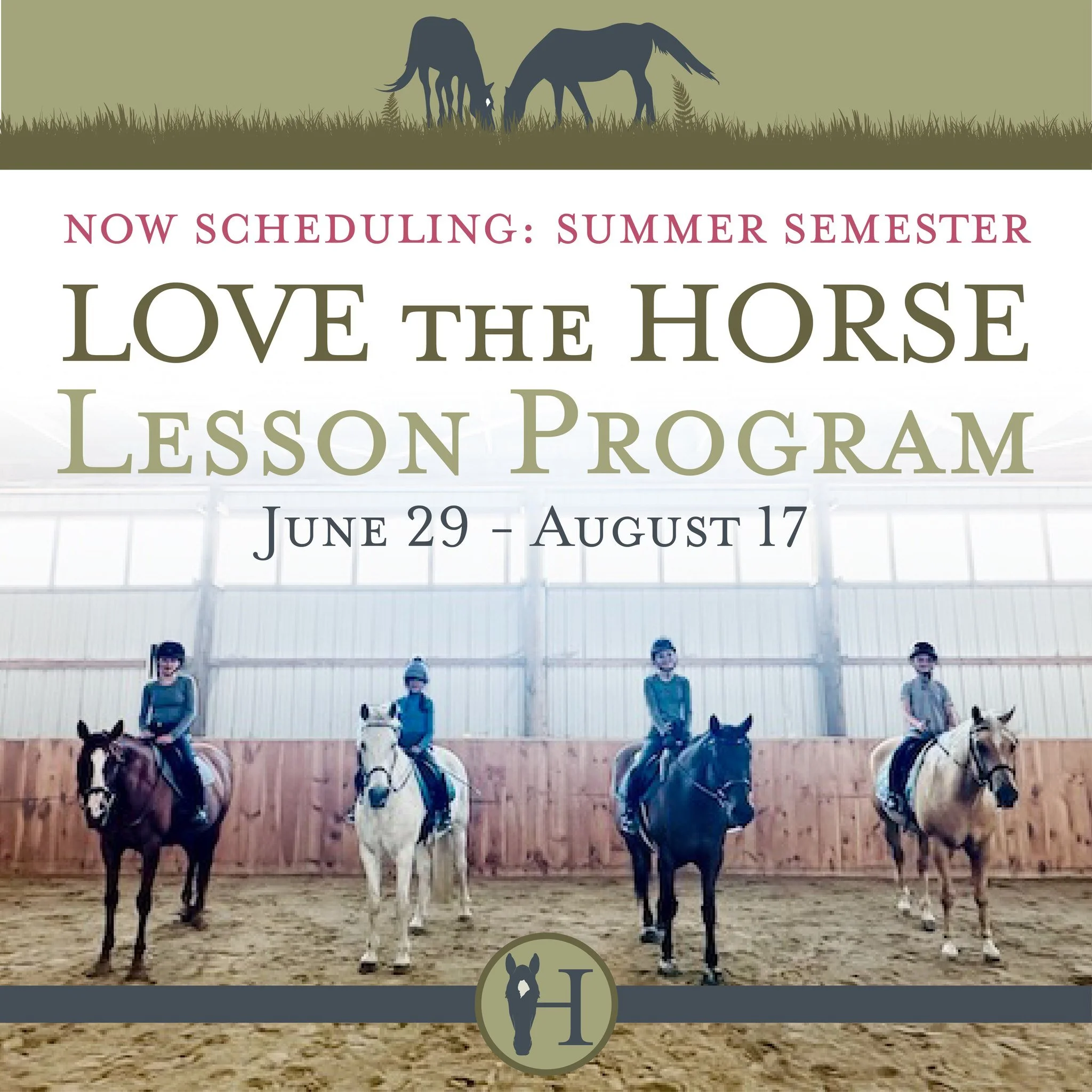 THIS WEEK is your chance to be guaranteed a spot on our regular weekly lesson schedule this summer! 

Semi-private lessons with LIMITED private lesson openings.

We honor the horse with a holistic approach to horse sports. At every level, we cover ev