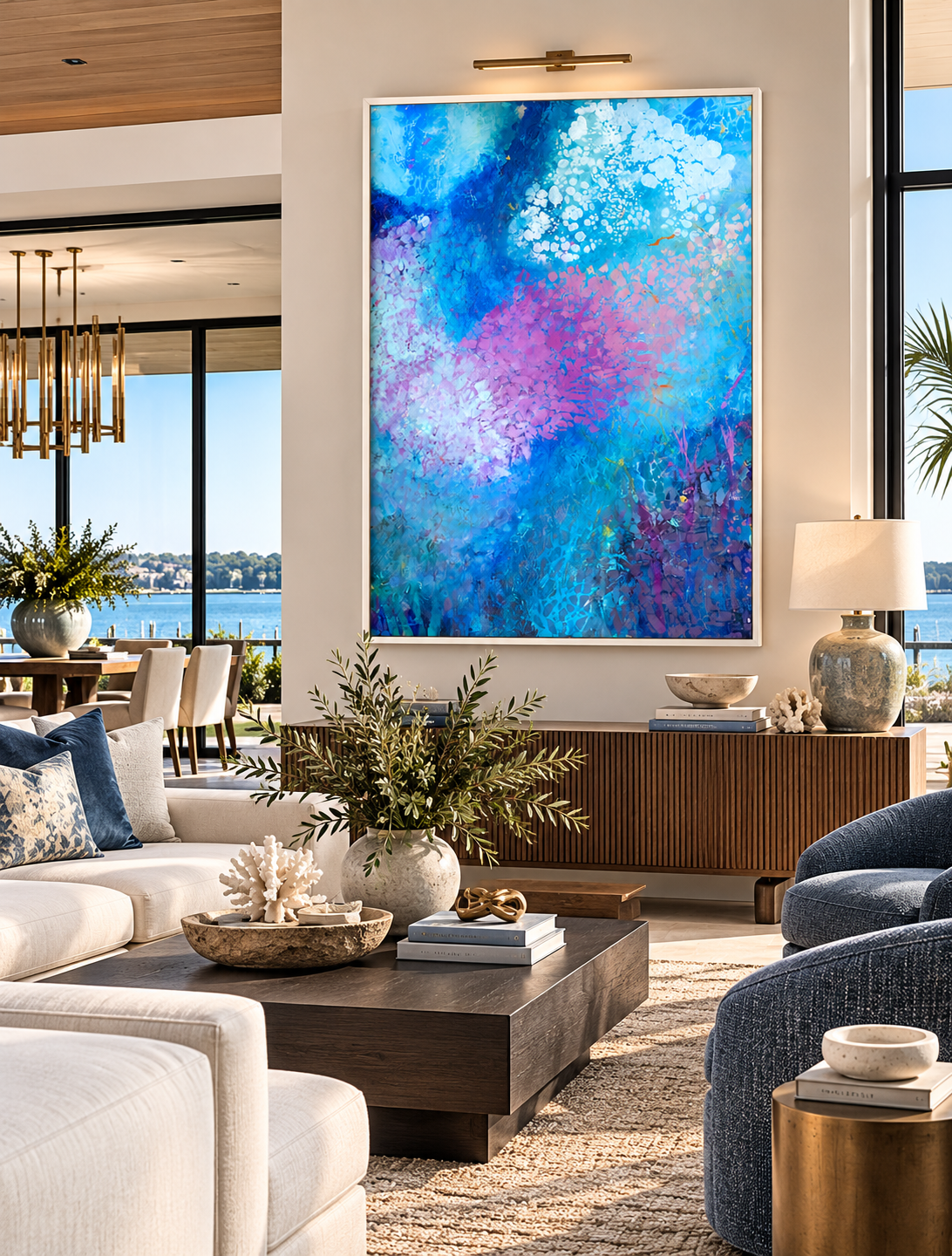 Coastal Living Room with Ocean Abstract Art.png