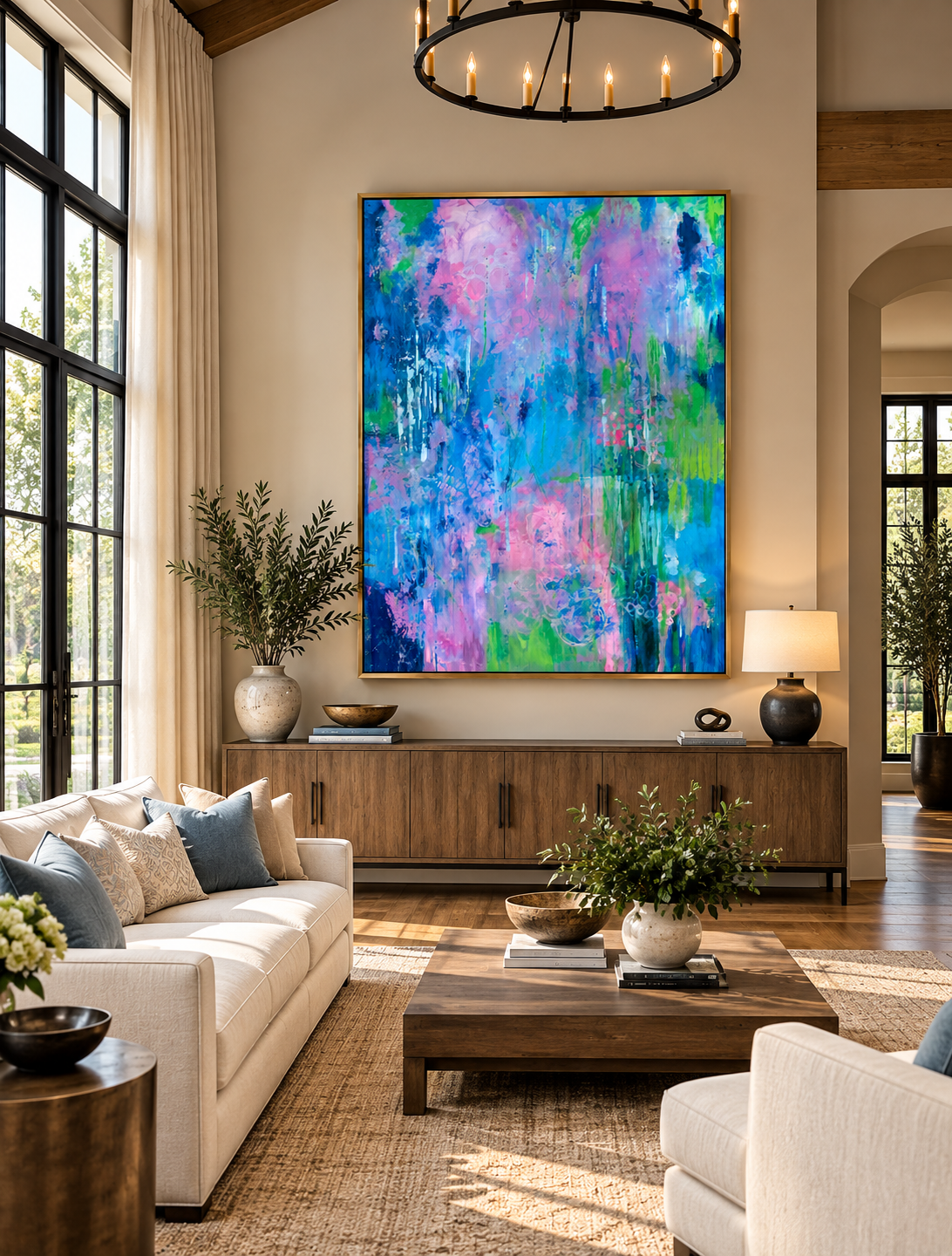 Vibrant Abstract Art in an Elegant Living Room.png