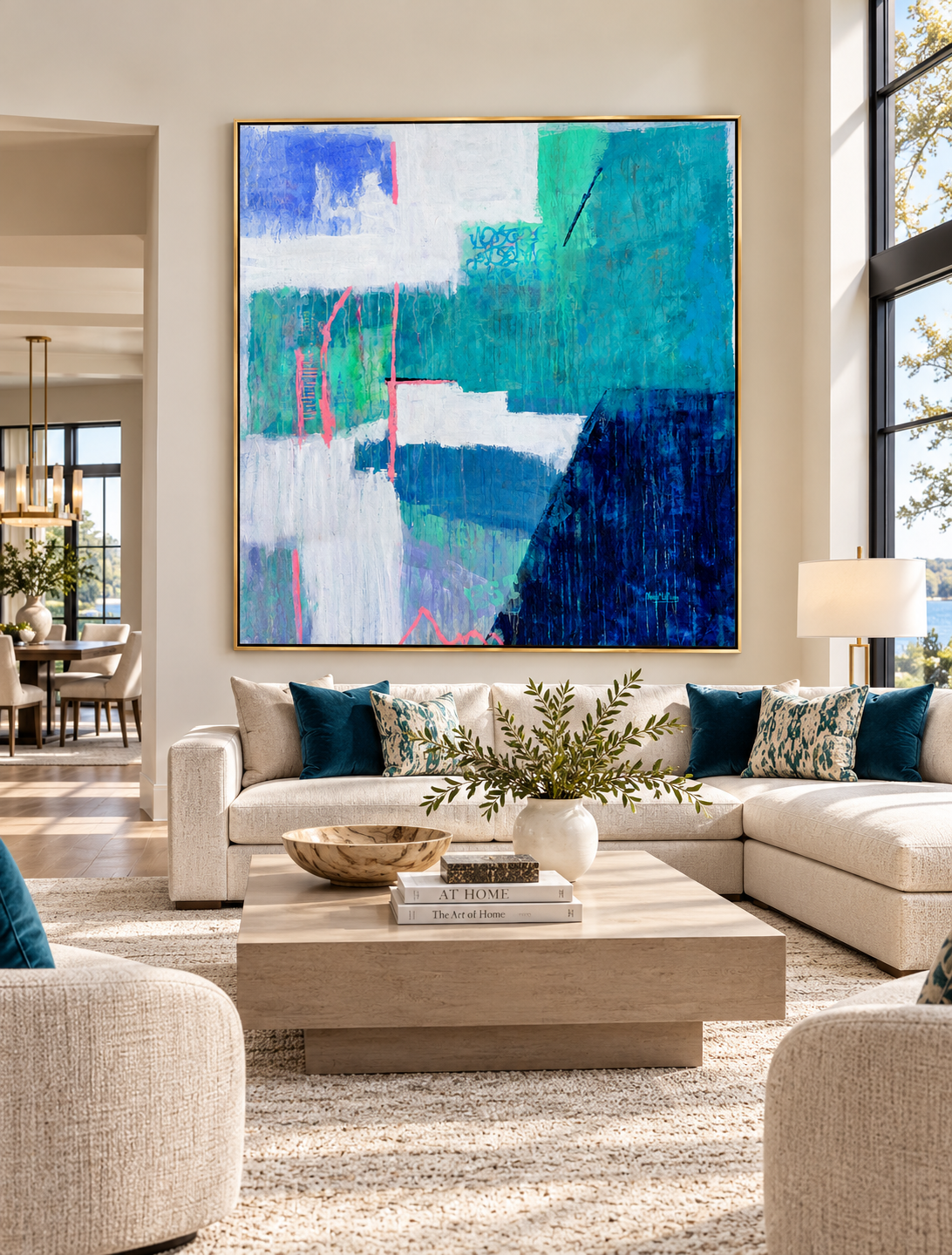 Serene Teal Abstract Living Room.png