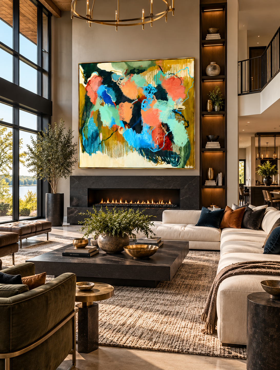Luxury Living Room with Abstract Art and Fireplace.png