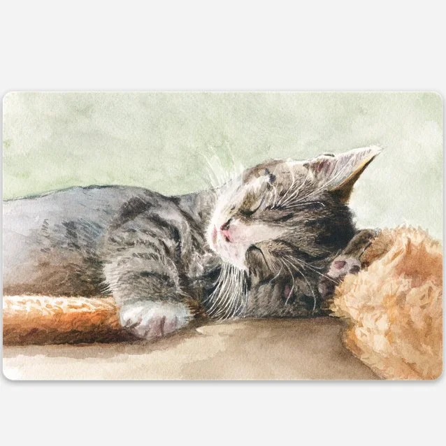 Cat Sticker - Sleepy Time. 10.16 cm x 6.68 cm / 4″ × 2.63″