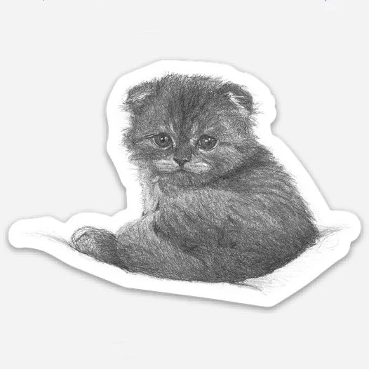 Cat Sticker - The Tiniest. 8.13 cm x 5.69 cm / 3.2″ × 2.24″