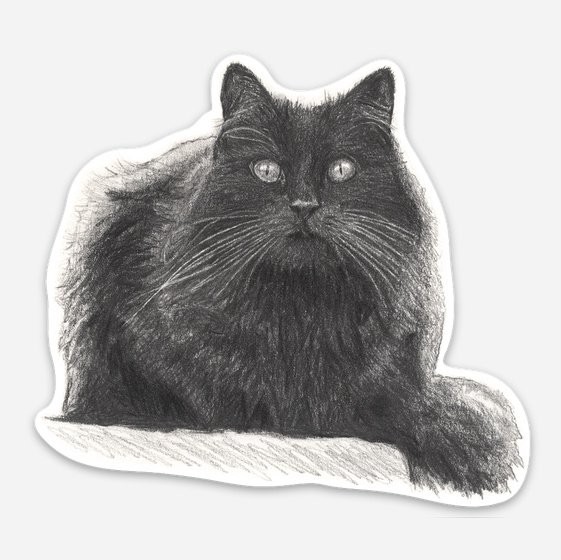 Cat Sticker - The Void Stares Back.  8 cm x 7.29 cm / 3.15″ × 2.87″