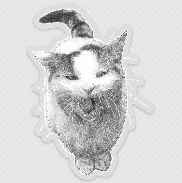 Cat Sticker - I Demand Attention! 7.11 cm x 9.23 cm / 2.8″ × 3.87″