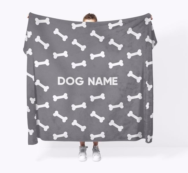 'Bone Pattern' - Personalized Dog Throw Blanket