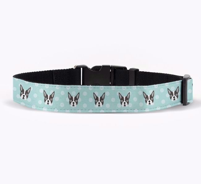 'Spots and Dog Icons' - Personalized Fabric Collar