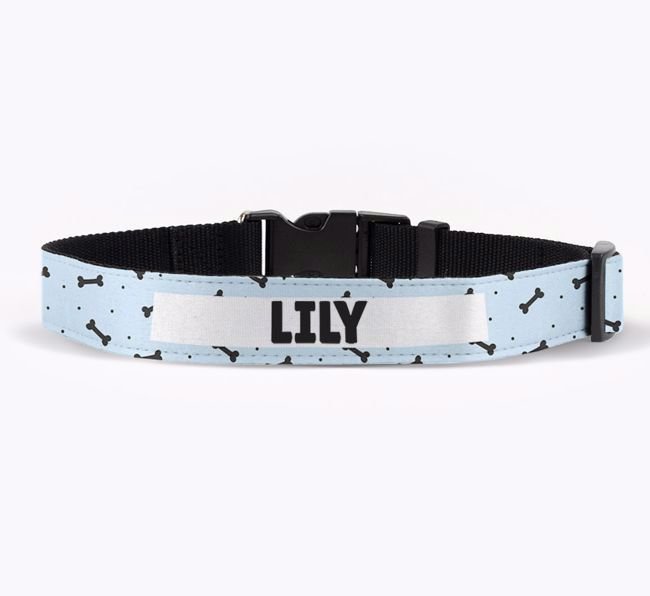 'Bone Pattern' - Personalized Fabric Collar for your Dog