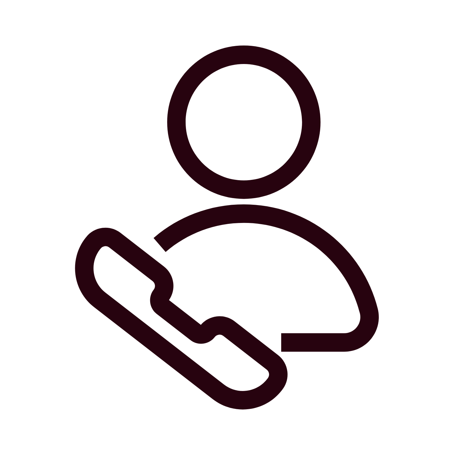 Symbol eines Menschen, der einen Anruf entgegennimmt, mit einem Telefonhörer in der Hand.