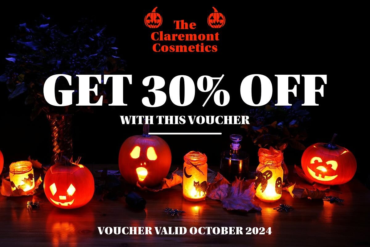 🎃🎃HAPPY SPOOKTACULAR DISCOUNT 🎃🎃 

❌ NO TRICKS HERE, ONLY TREATS 👌🏾🎃

🎃 Unlock scarily good savings and exclusive thrills! 

🎃 Why not treat yourself, or your loved ones to a 30% discount this October 

🦇 Good bye scary wrinkles, 

👋🏽 HEL