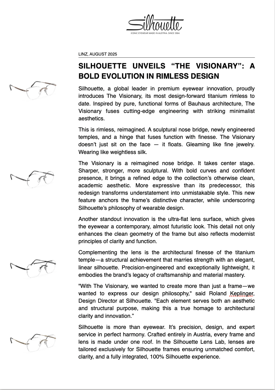 PR for global (optical) fashion media