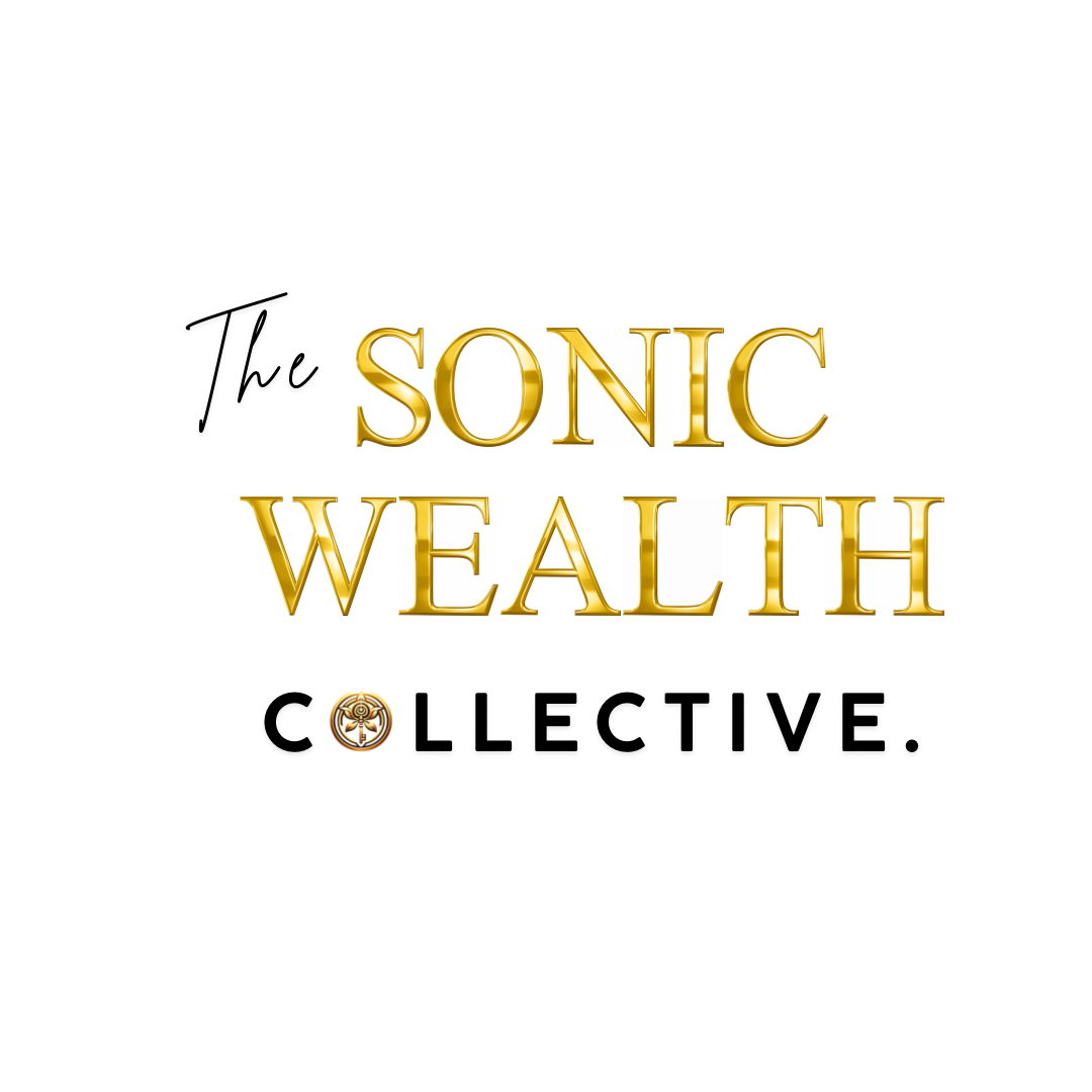 The Sonic Wealth Collective logo with black and gold text on a white background.