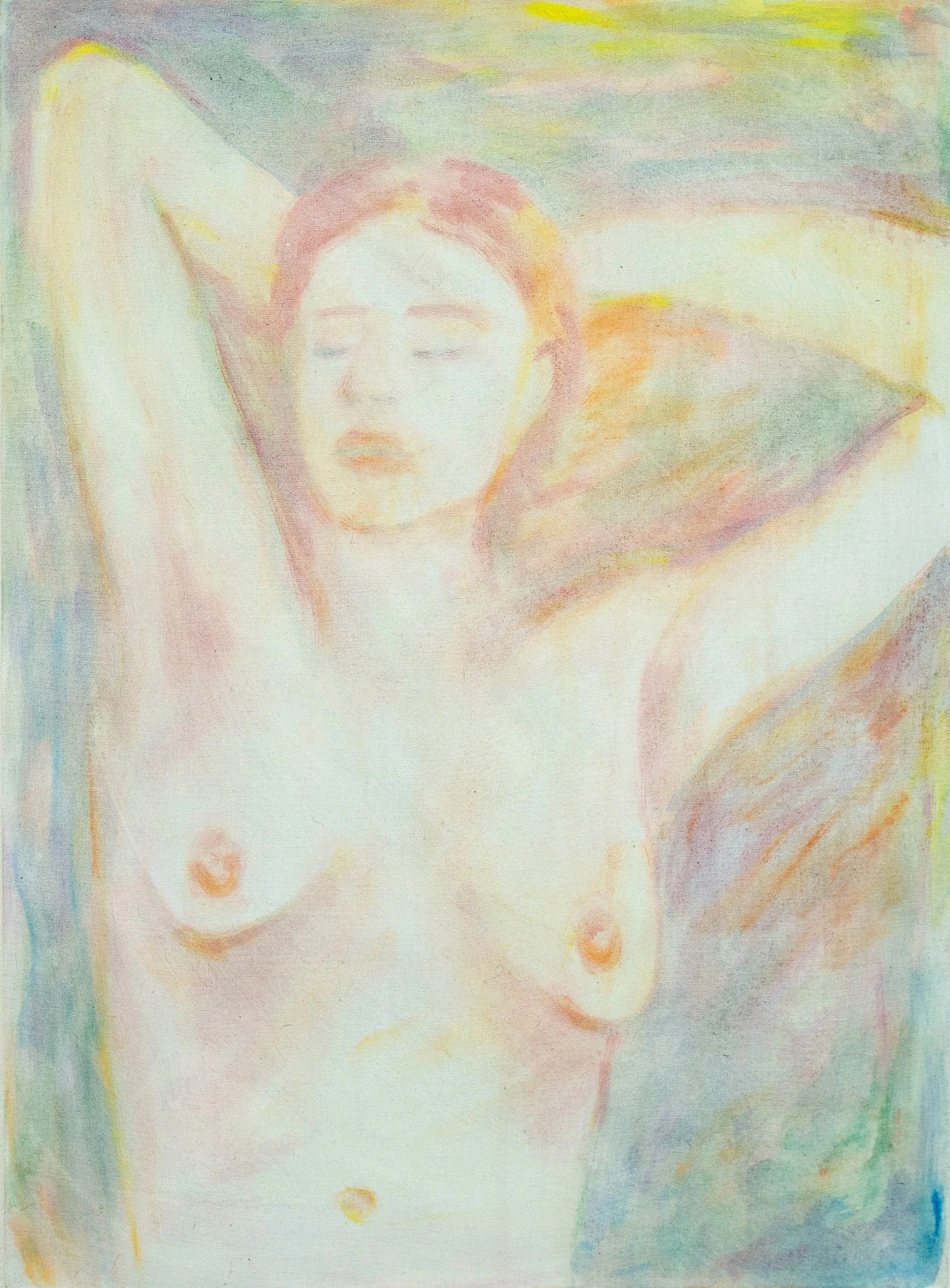 When you see truth, the world turns out to be a dream, 60 x 50cm, oil on linen, 2024. 