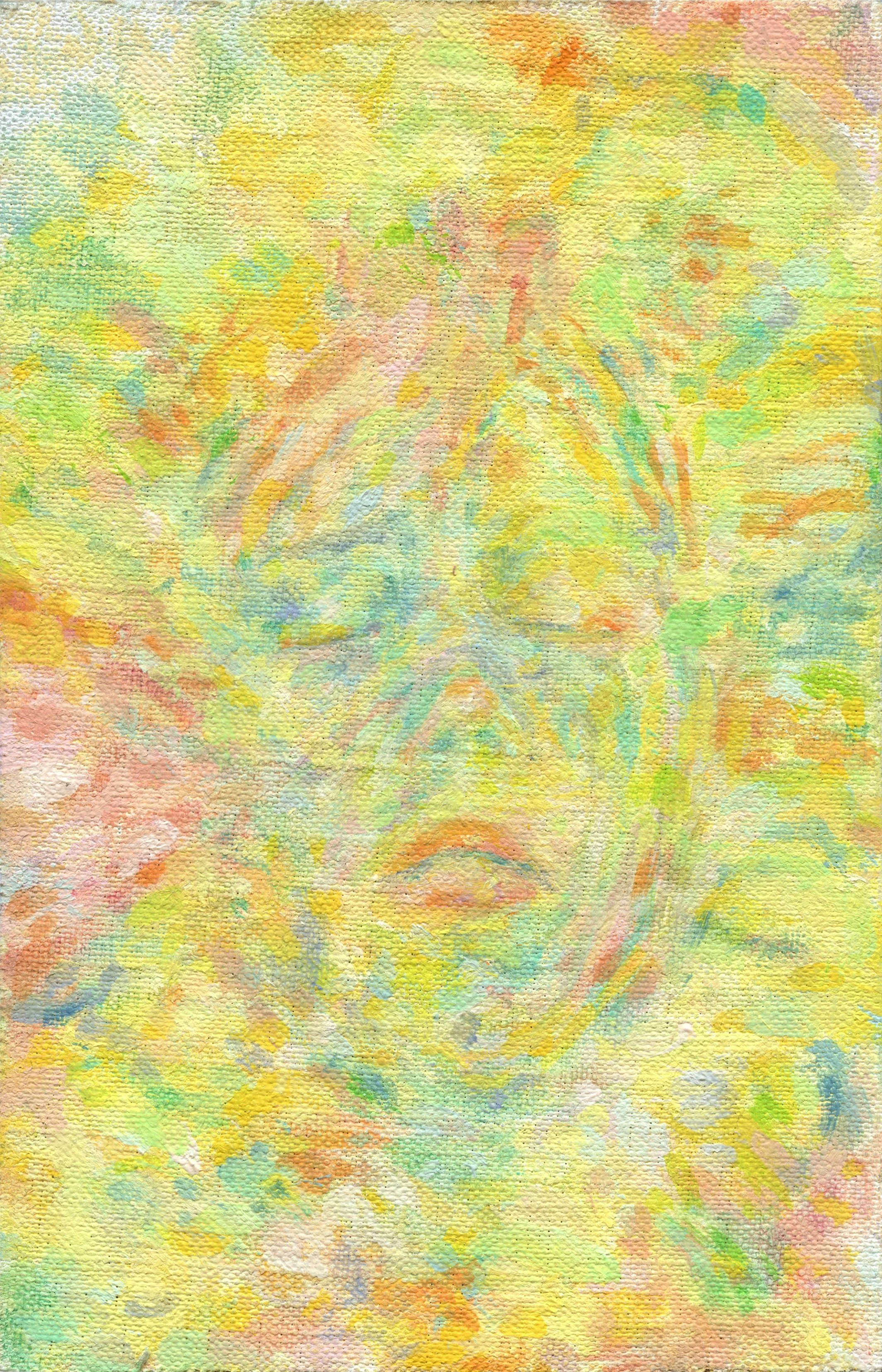 Xanthoria’s Echo, 9 x 14cm, oil on canvas on ply, 2026