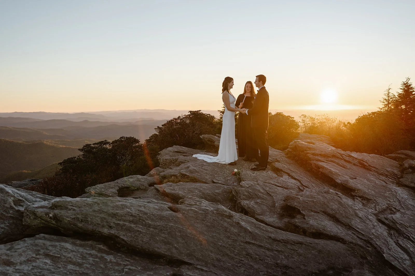 linville gorge elopement, sunrise elopement, adventure elopement, mountaintop elopement
