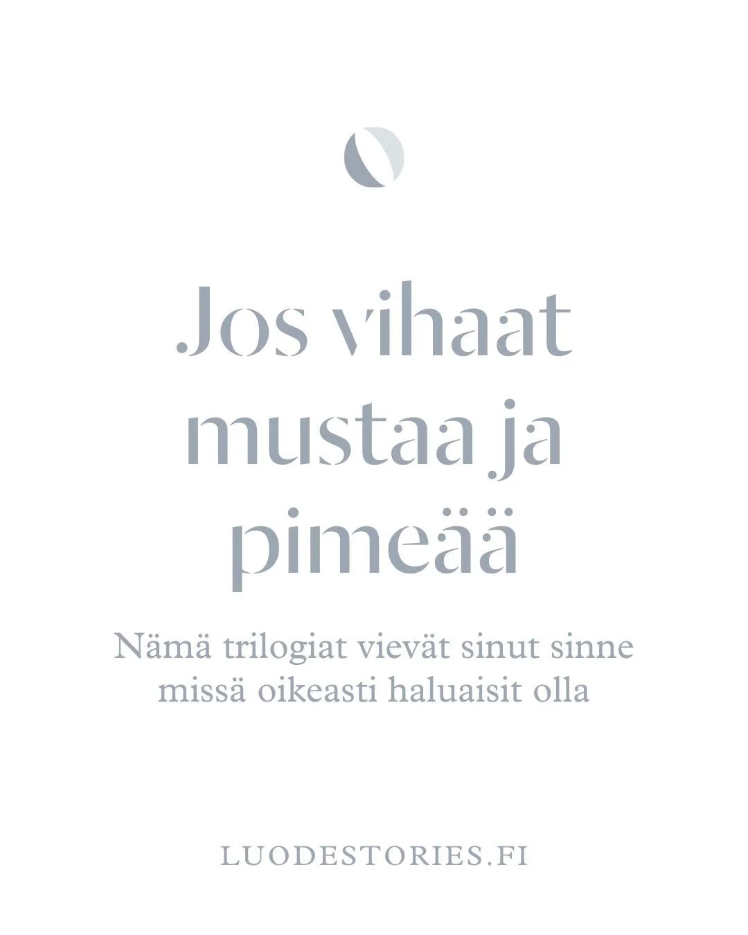 Arvonta, Luode-lehden vapaavalintainen trilogia.

T&auml;ss&auml; loppuvuoteen on ollut tyrkyll&auml; kaikenlaista uutta juttua jotka hy&ouml;kk&auml;ilee vauhdilla oikealta ja vasemmalta.

T&auml;rkeimp&auml;n&auml; trilogiat! Niit&auml; on saatavil