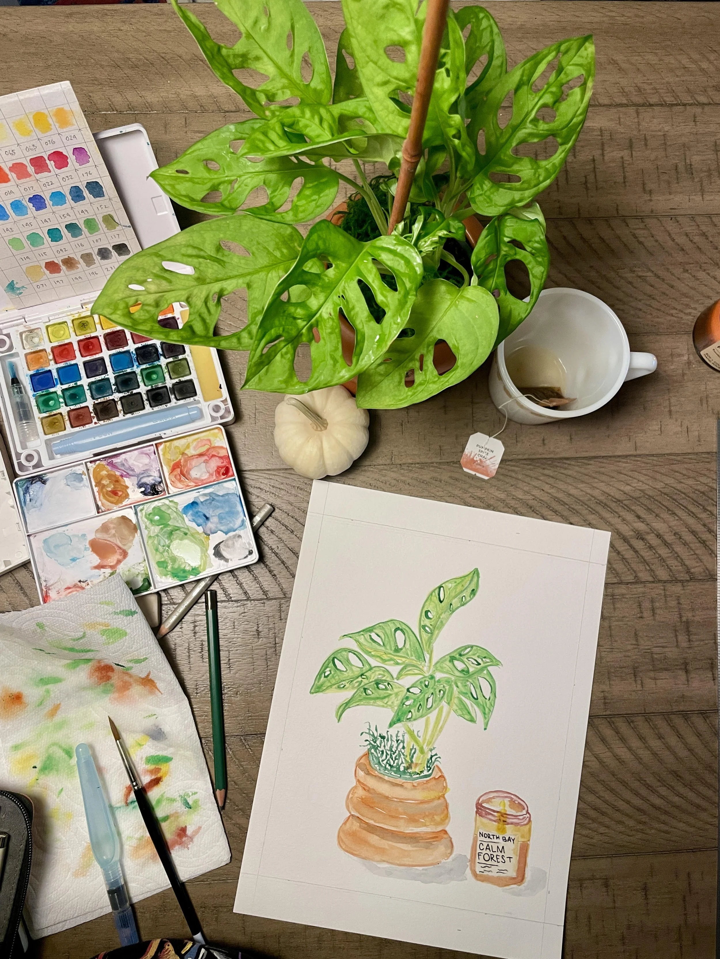 "Winter Plant" Water Color Painting, by Amanda Delaney