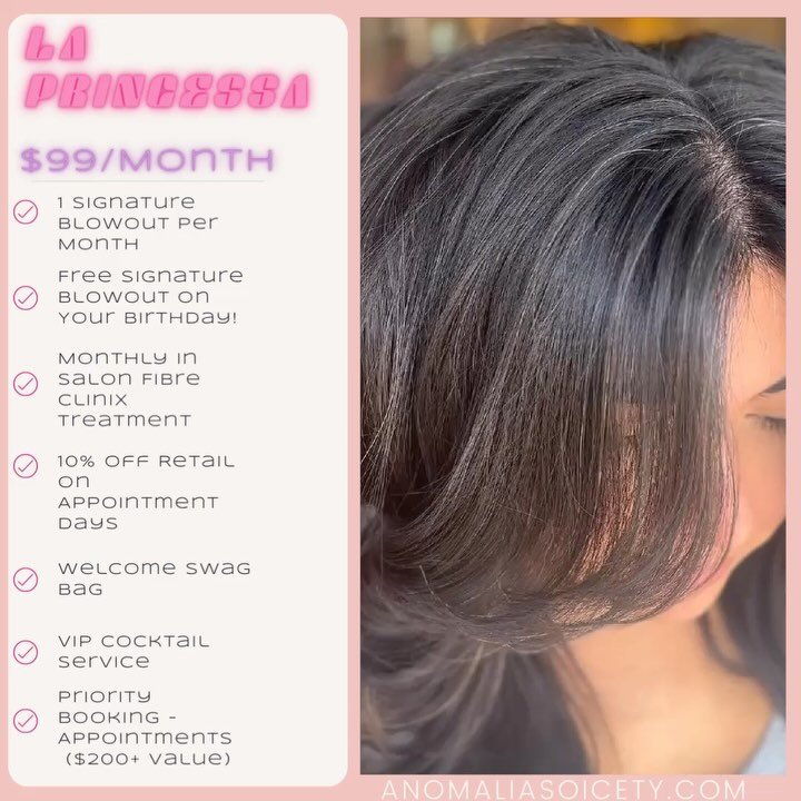 Anomal&iacute;a Beauty Society is now introducing our membership packages!🎁💖

Choose from our 3 pampering options &amp; have access to BDAY specials, monthly blowouts, discounts, goodie bags &amp; of course VIP cocktails and more!🤭

Choose from 
L