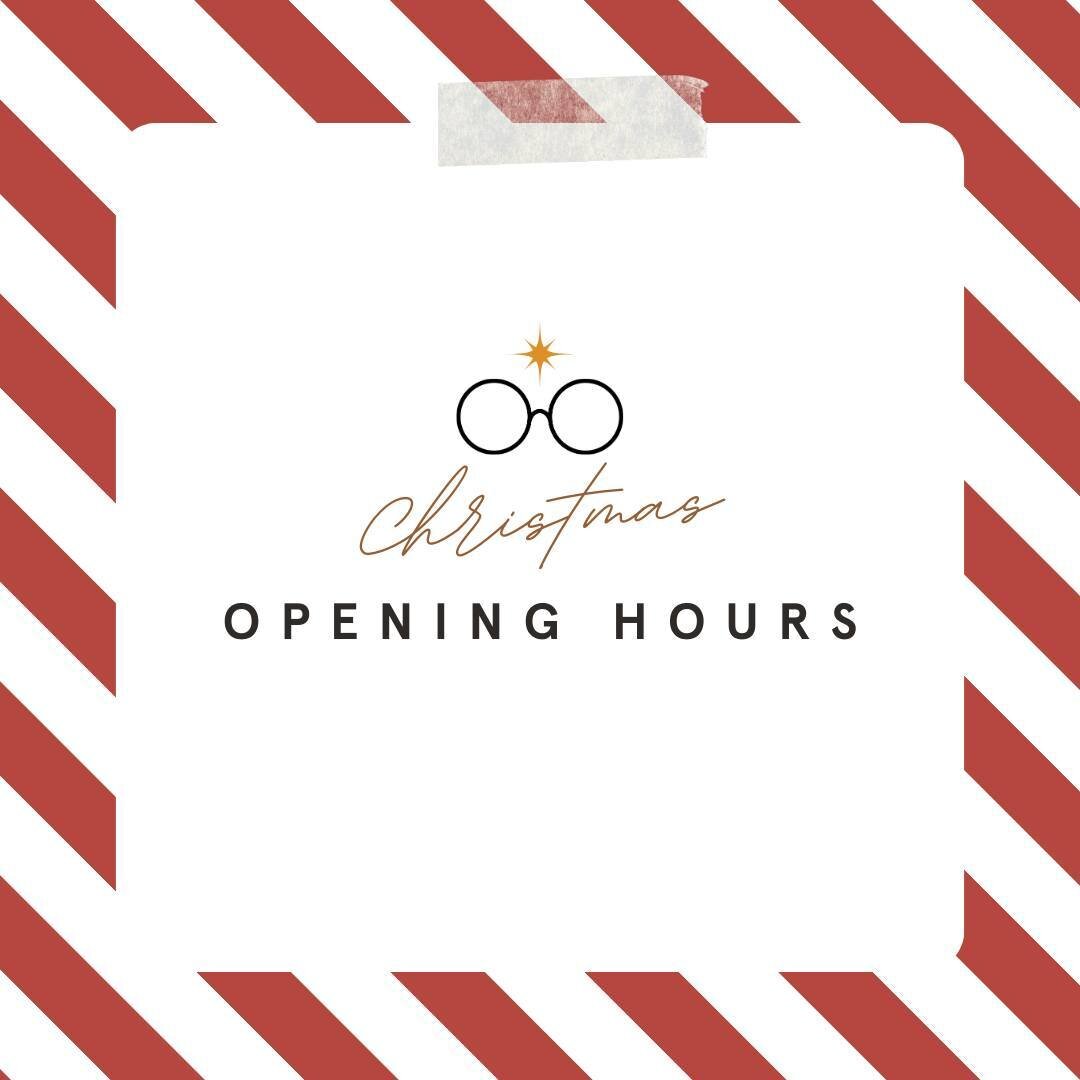 🎄 Christmas Opening Hours Update 🕒: Just a heads up, our Christmas &amp; New Year's hours are in effect to ensure you can still drop by for all your eye care essentials during the festive season. 🌟 ⁠
⁠
Saturday 23rd December - Closed⁠
Sunday 24th 