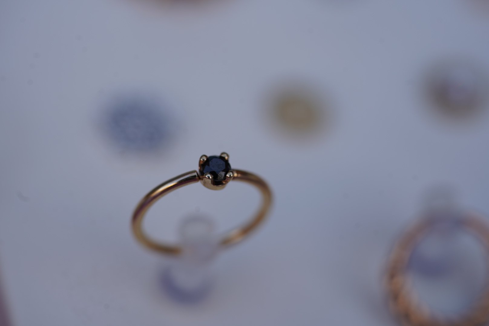 14kt Yellow Gold Fixed ring 2.5mm Black Spinel - Local Natives