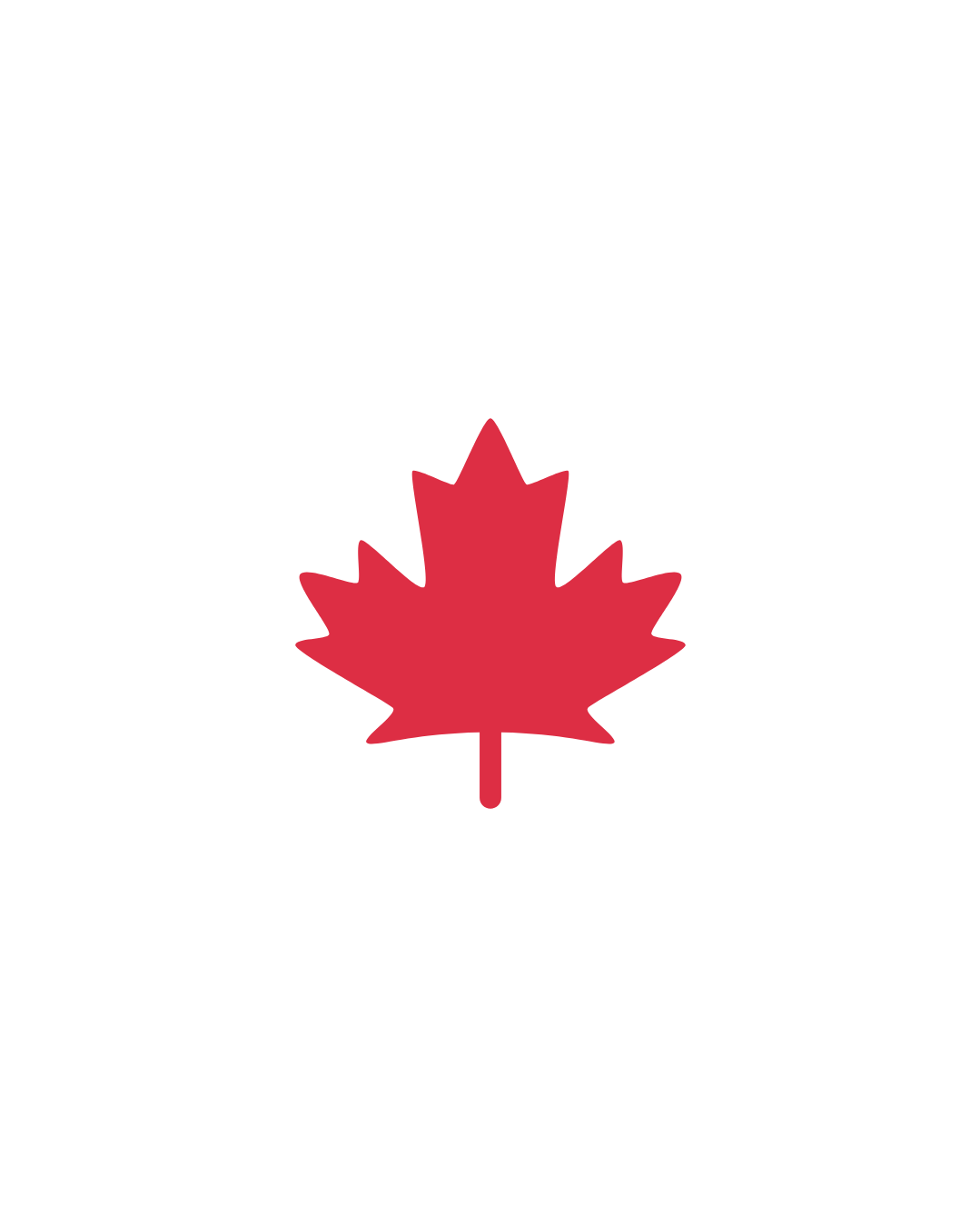 Canadian flag with a red maple leaf in the center on a white background.
