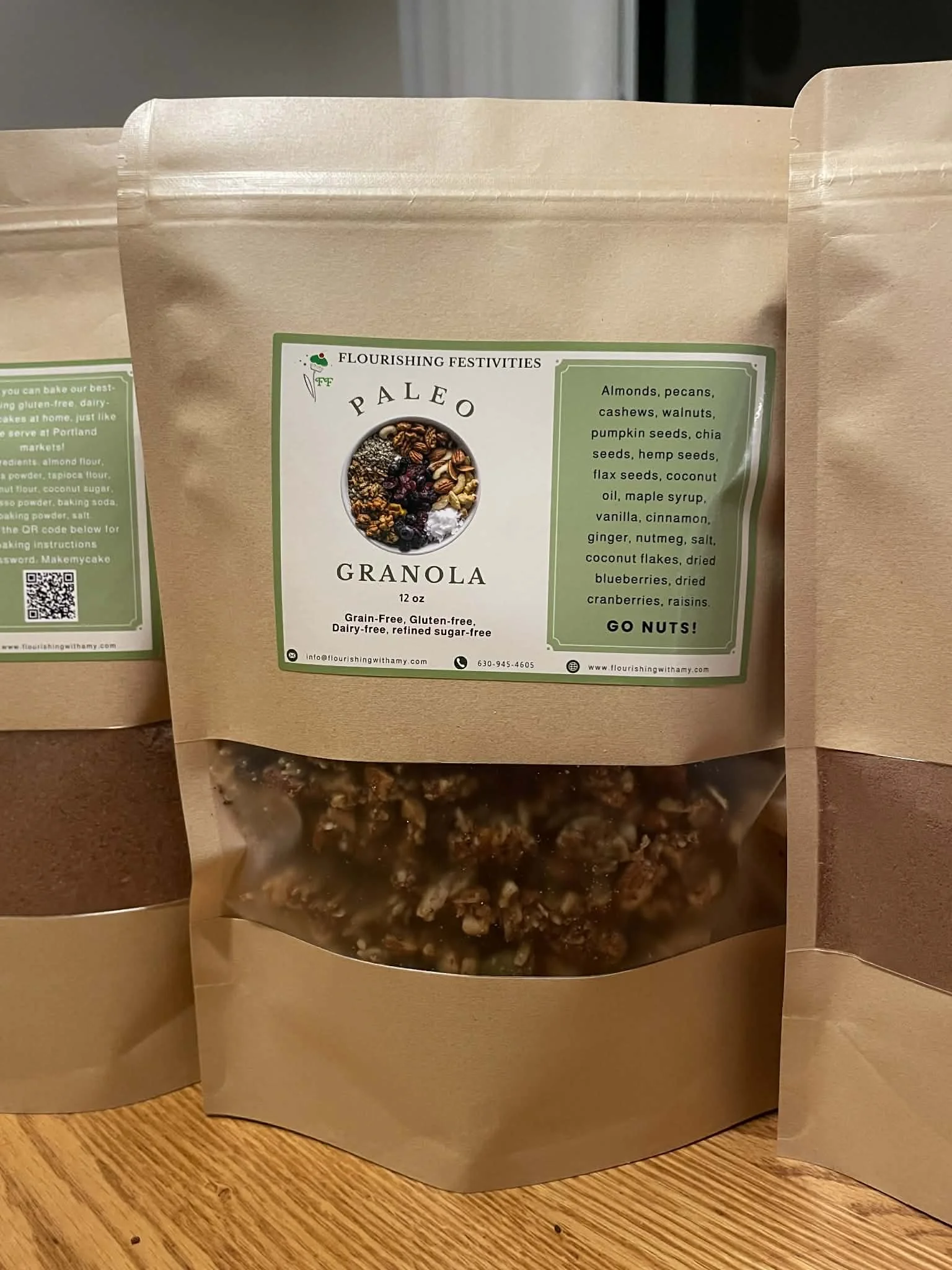 12 oz Flourishing Granola (Grain-Free, Gluten-Free, Dairy-Free, Refined Sugar-Free) – With or Without Fruit