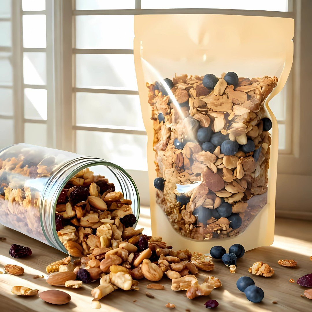 12 oz container of paleo granola with nuts, seeds, coconut, and dried fruit. Gluten-free, dairy-free, refined sugar-free. Allergy-friendly snack or breakfast option.