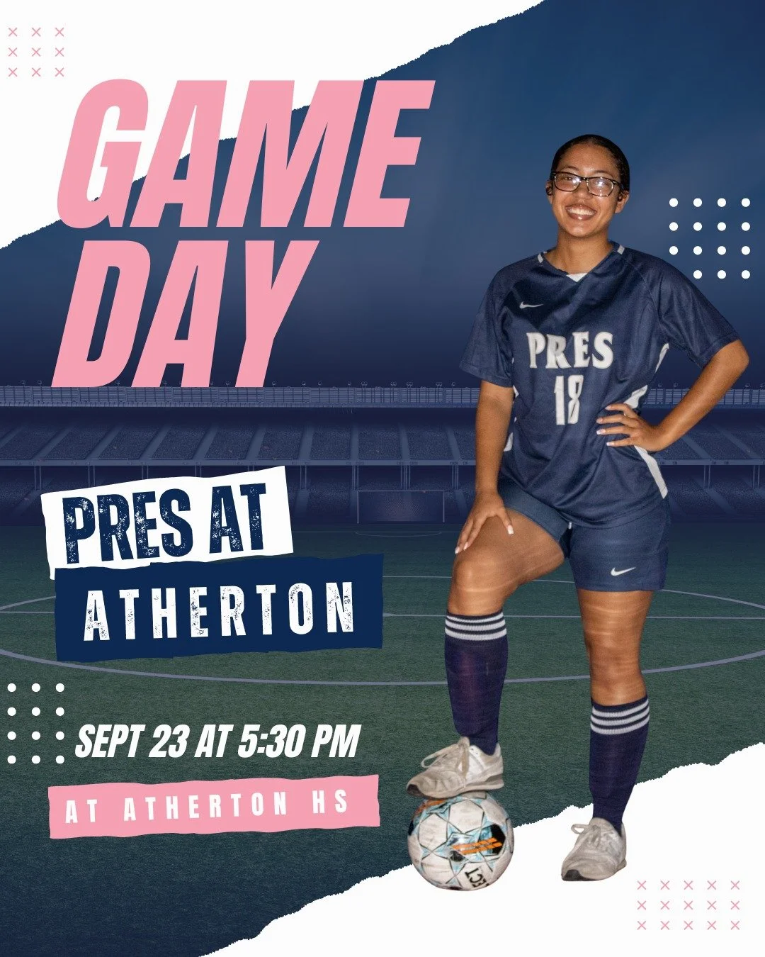 Pres Soccer hits the road tonight! Join us in cheering on our Pres Girls as they take on Atherton at 5:30.
 
#PresentationAcademy #TopperSoccer #PresGirl #PresentationAcademyAthletics