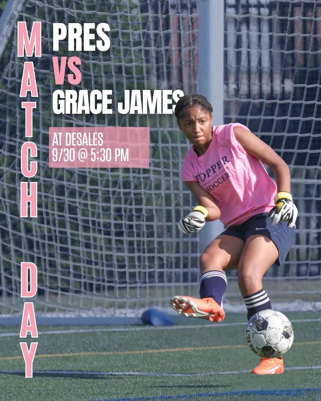 ⚽️ It's game day! Pres Soccer faces Grace James tonight at Desales. Kickoff is at 5:30. Good luck, Toppers!
 
#PresentationAcademy #TopperSoccer #PresGirl #PresentationAcademyAthletics