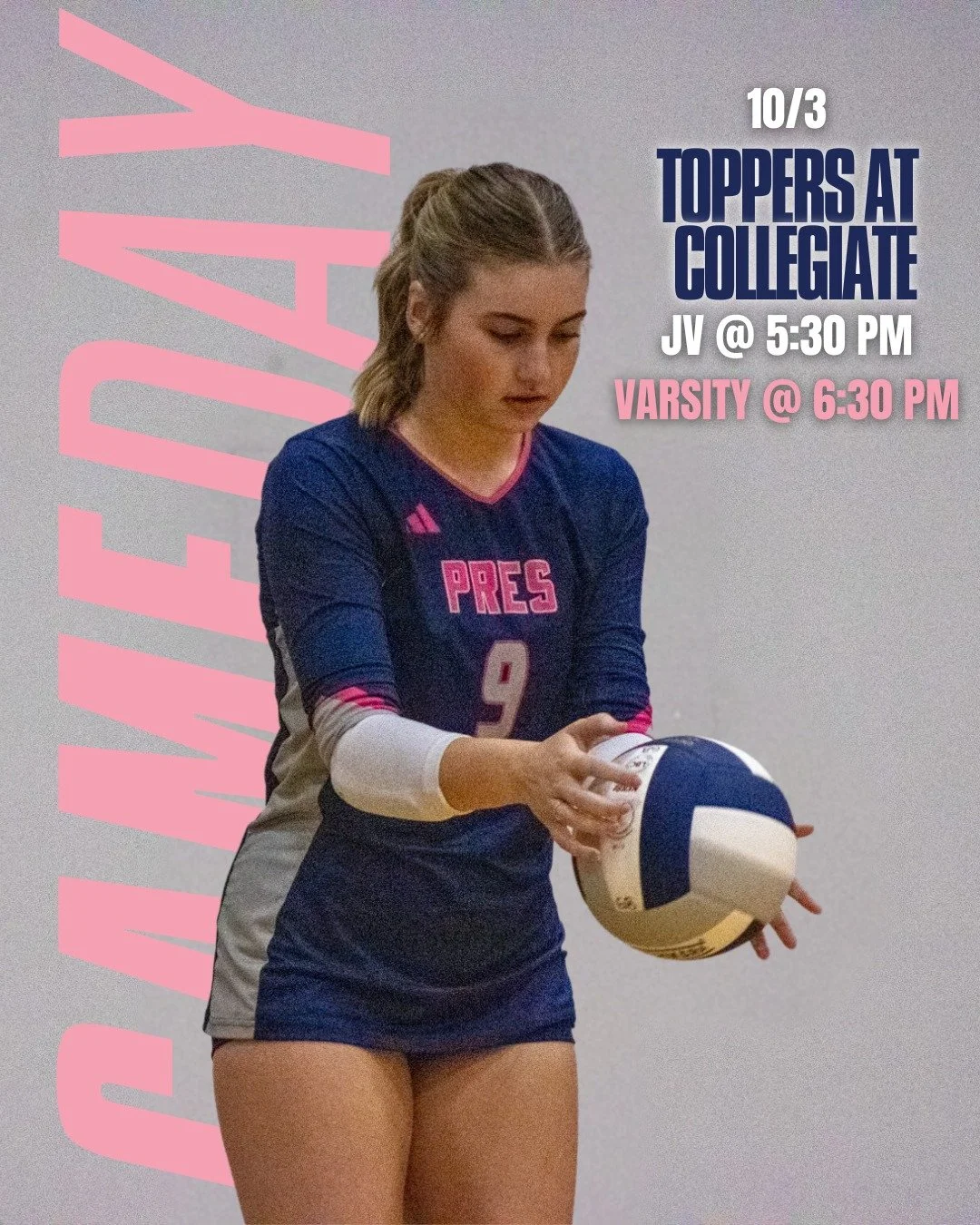 Topper Volleyball is back in action! Our girls head to Collegiate tonight with JV at 5:30 and Varsity at 6:30. Let's go, Pres Girls!
 
#PresentationAcademy #TopperVolleyball #PresGirl #PresentationAcademyAthletics