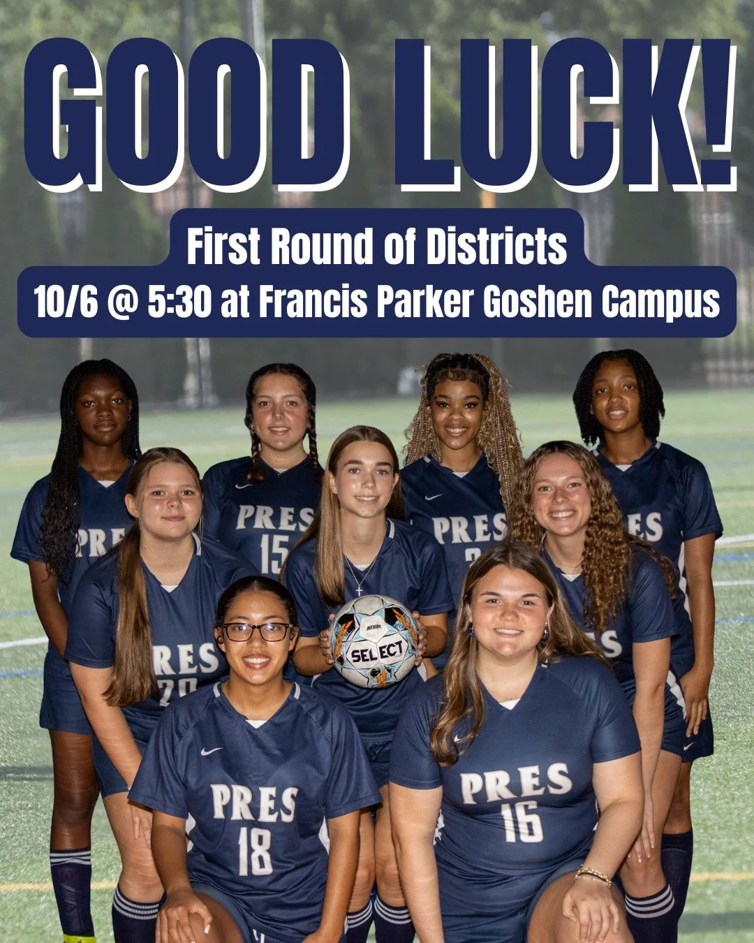 TOPPER GAME DAY!⚽ Pres Soccer takes on Central tonight in the first round of districts at 5:30 PM. Good luck, Pres Girls!🩷
 
#PresentationAcademy #TopperSoccer #PresGirl #PresentationAcademyAthletics