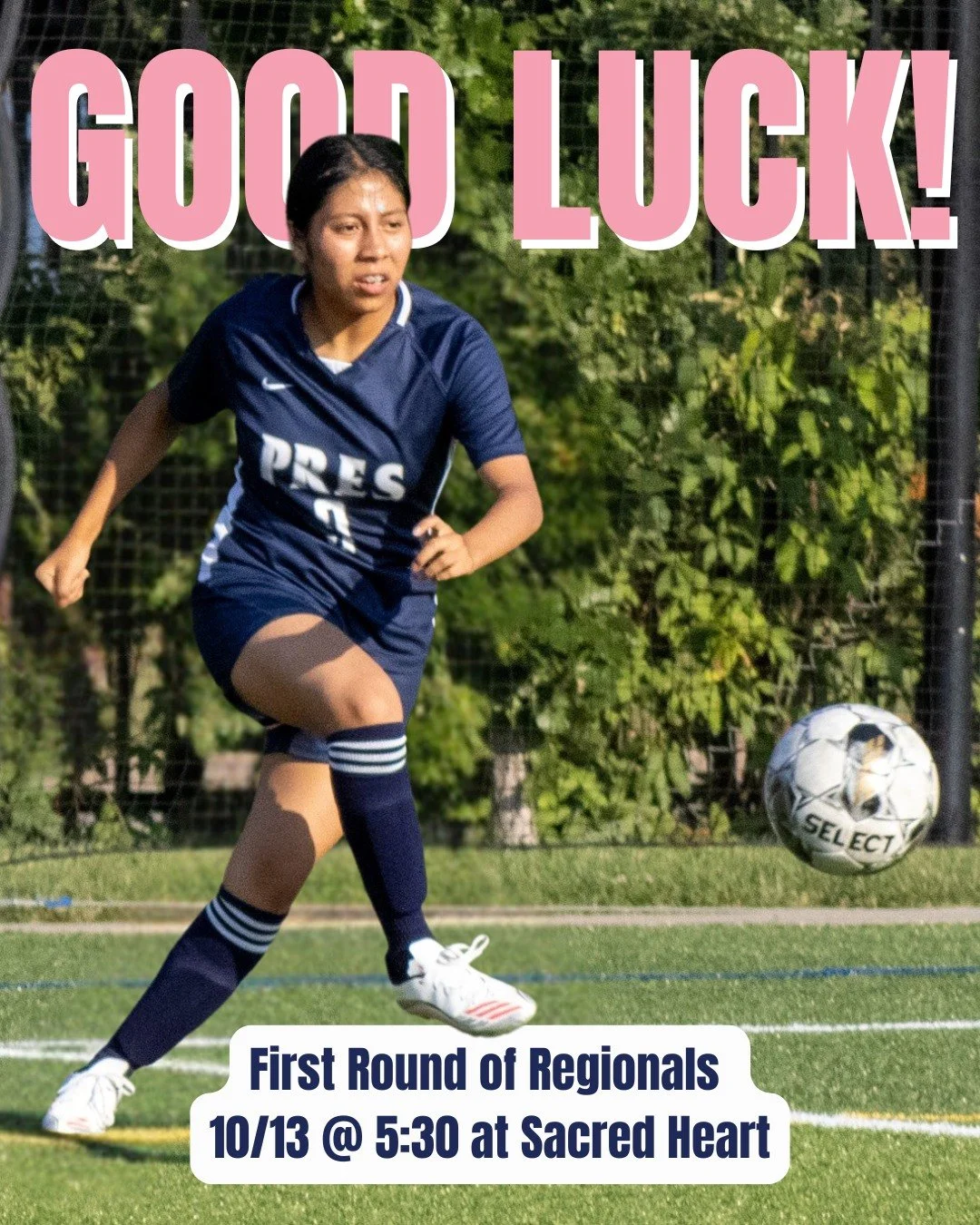 IT'S TOPPER GAME DAY!⚽ Our Soccer team travels to Sacred Heart tonight to compete in the first round of regionals at 5:30 PM. Good luck, Pres Girls! You make us proud.🩷
#PresentationAcademy #TopperSoccer #PresGirl #PresentationAcademyAthletics