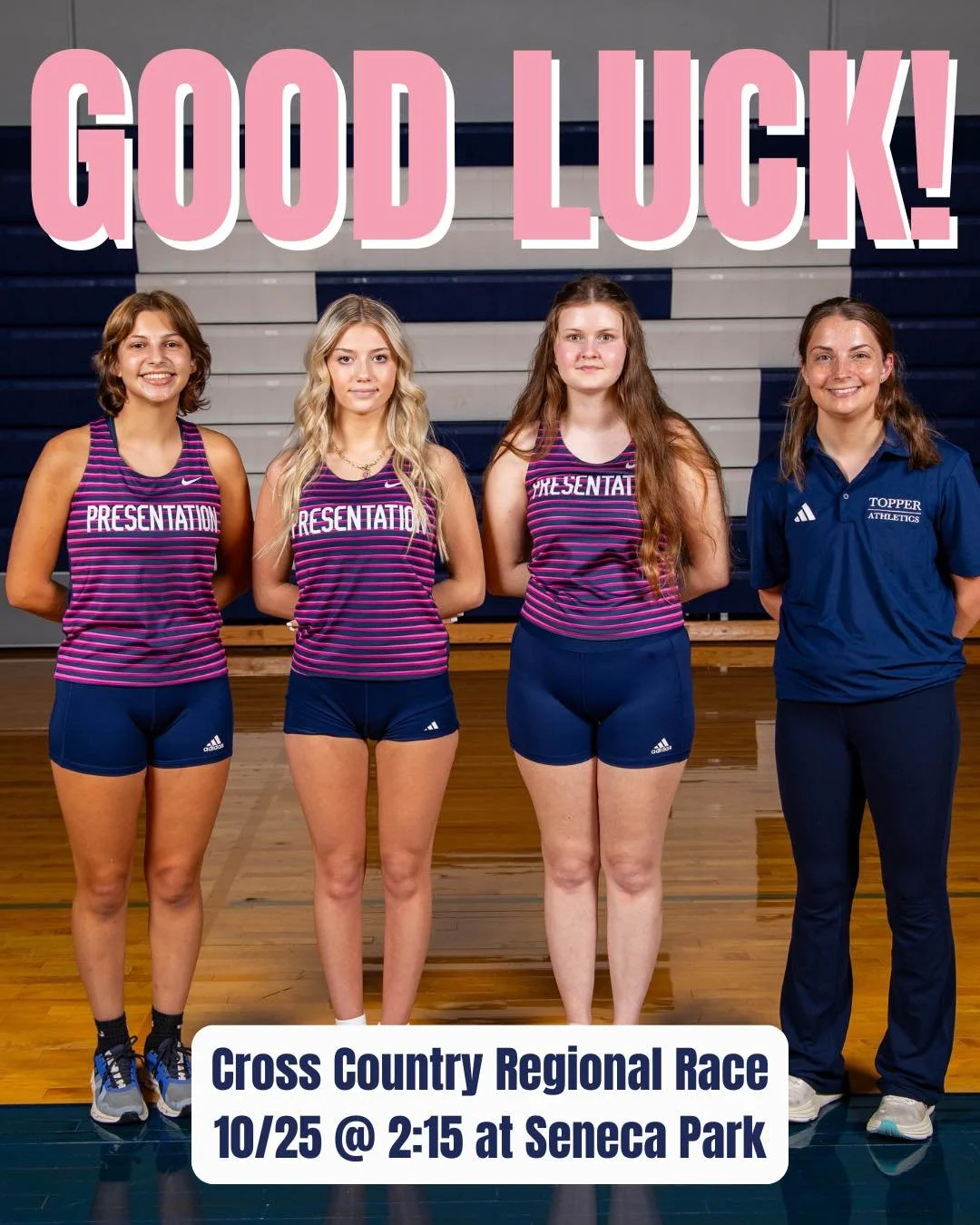 Our Topper Cross Country team competes at the Regional meet this afternoon at 2:15PM at Seneca Park. Good luck, Pres Girls!💙