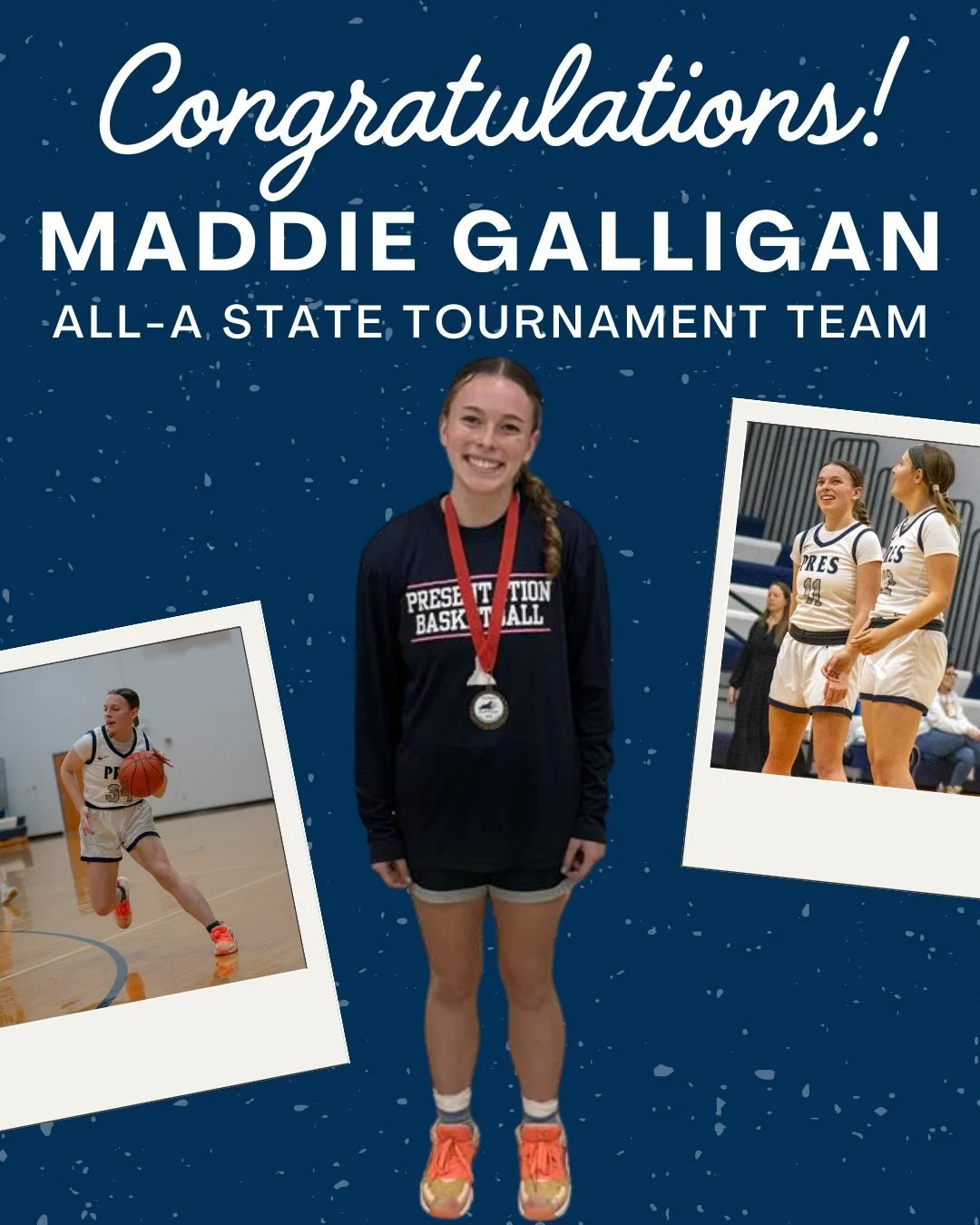 Big congratulations to Maddie Galligan on being named to the All-A State Tournament Team! 💙🏀 We&rsquo;re so proud of you and all you have accomplished this season.