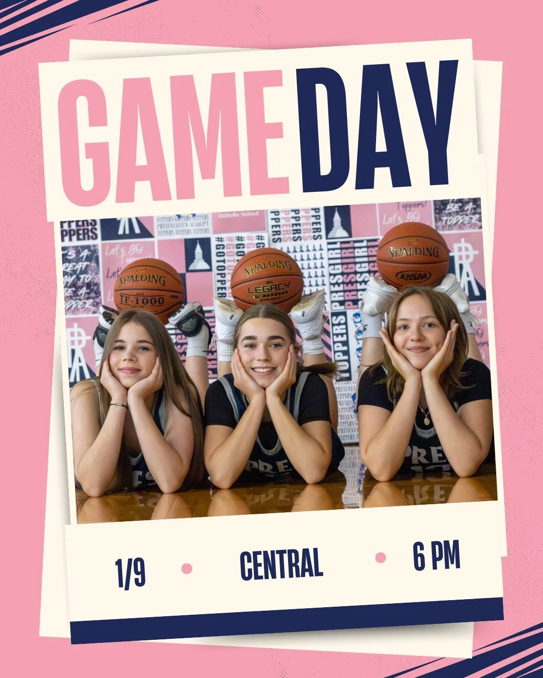 🏀 It's game day! Pres Basketball faces Central tonight with tip-off at 6 PM. Good luck, Toppers!
 
#PresentationAcademy #TopperBasketball #PresGirl #PresentationAcademyAthletics