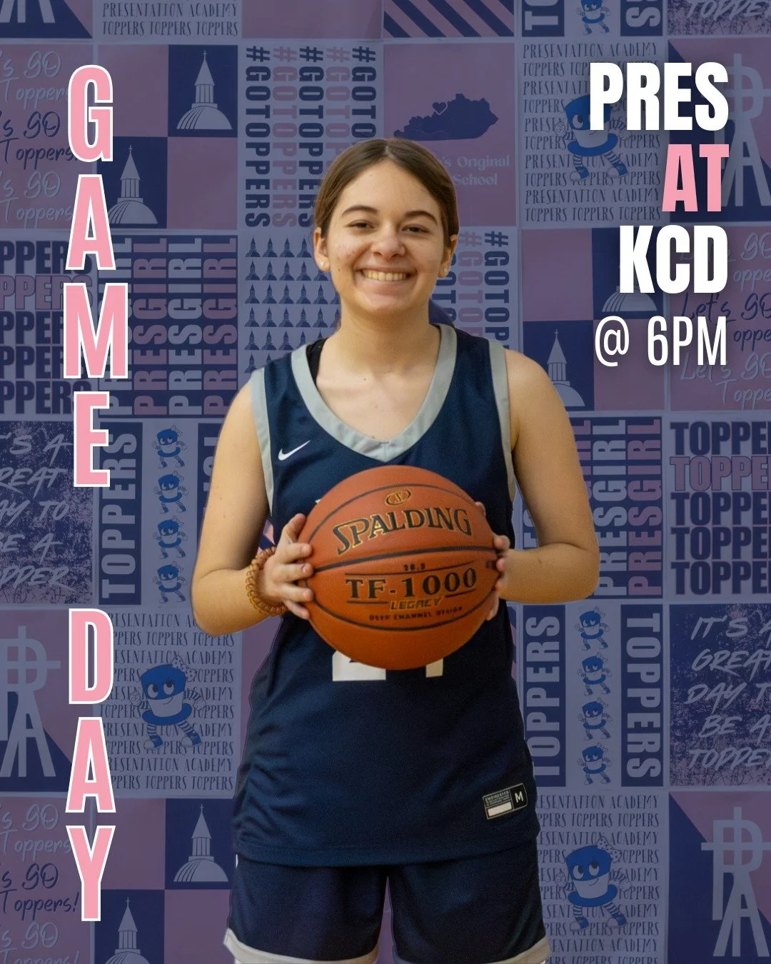 It&rsquo;s GAMEDAY for Pres Basketball! 🏀 The Toppers are on the road tonight to face KCD. Tip-off is set for 6:00 p.m. Good luck, ladies!
 
#PresentationAcademy #TopperBasketball #PresGirl #PresentationAcademyAthletics