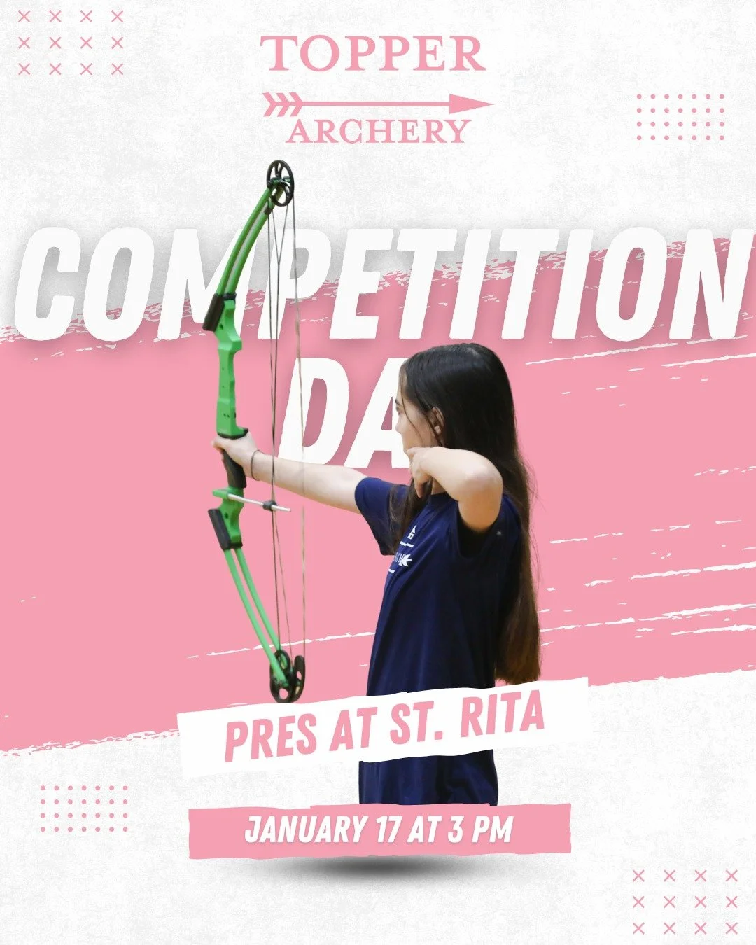 Competition Day! 🎯 Our archers head to St. Rita today to compete at 3 PM. Good luck, Toppers! 💙
 
#PresentationAcademy #TopperArchery #PresGirl #PresentationAcademyAthletics