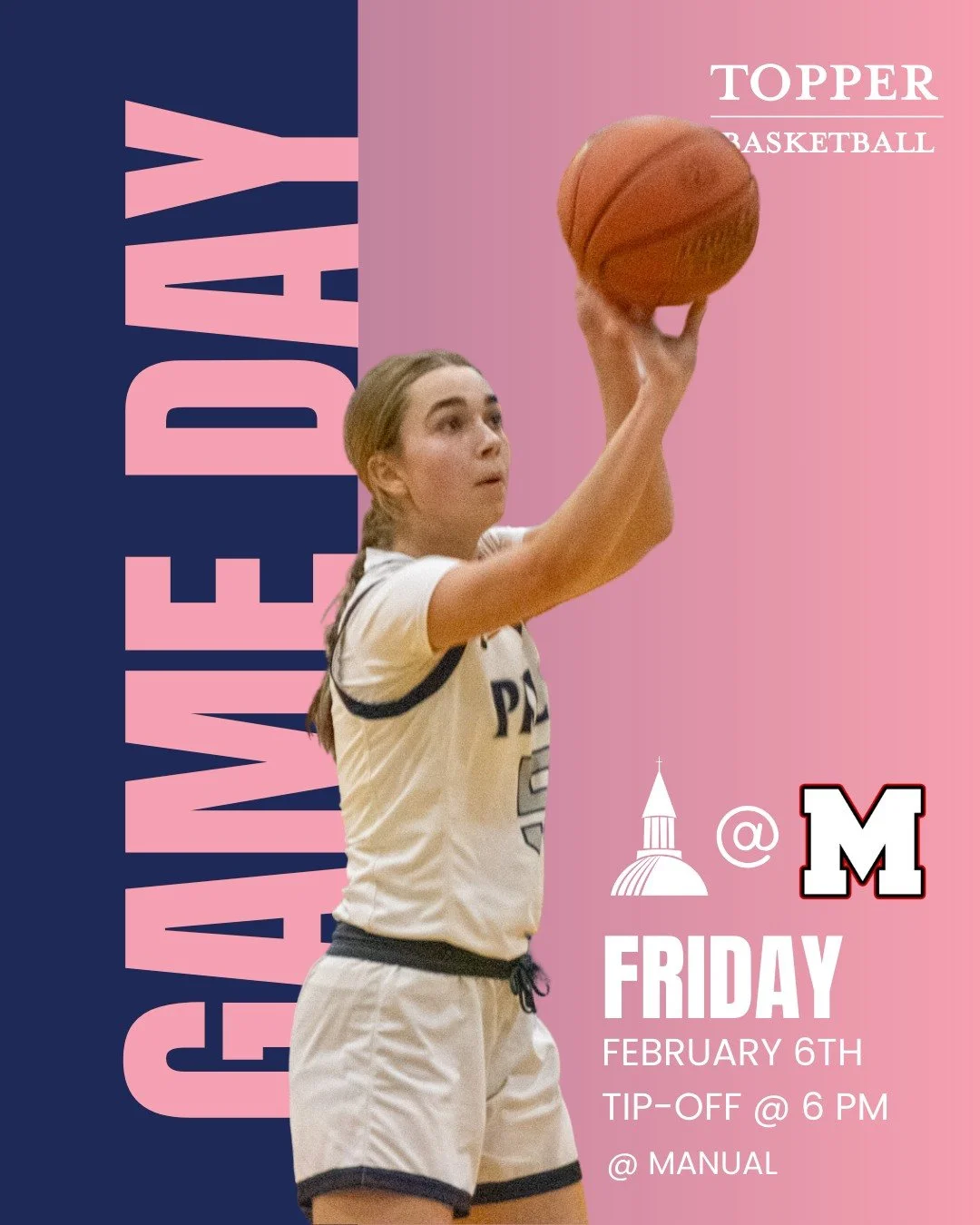 🏀GAMEDAY! Our basketball team hits the road tonight to face Manual at 6 PM. Good luck, Toppers!
 
#PresentationAcademy #TopperBasketball #PresGirl #PresentationAcademyAthletics