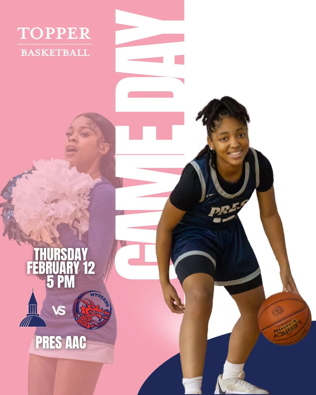 It&rsquo;s GAMEDAY!🩷🏀 Topper Basketball is BACK AT HOME tonight against Francis Parker. Tip-off is at 5 PM. Good luck, Pres Girls!
 
#PresentationAcademy #TopperBasketball #TopperAthletics #PresentationAcademyAthletics