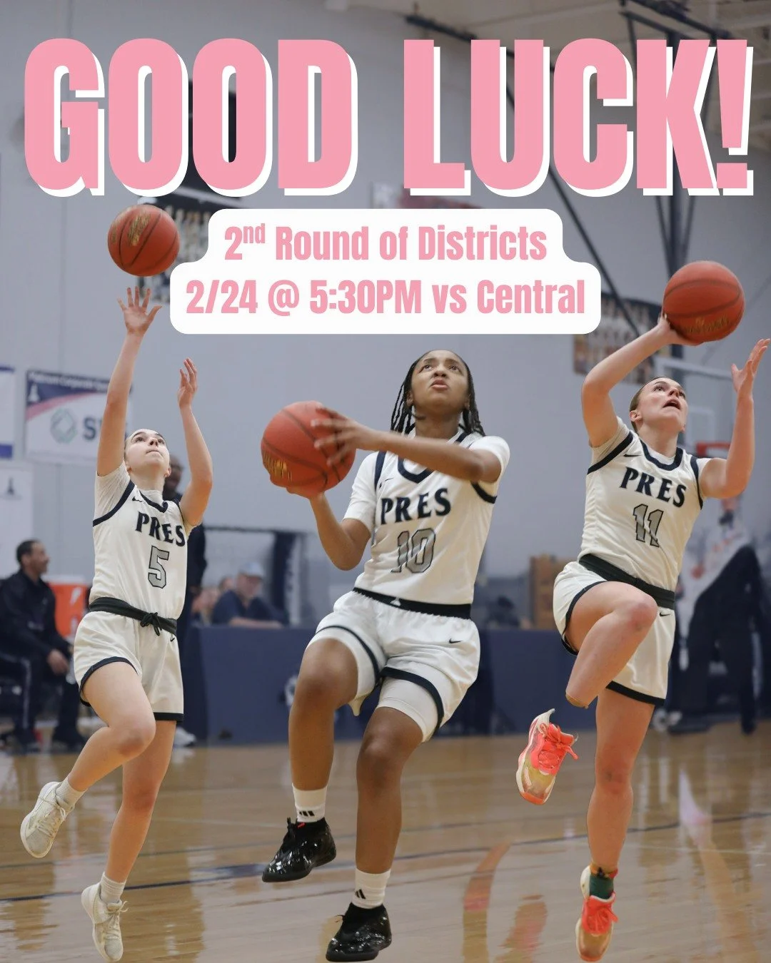 Good luck to our Toppers as they take on Central tonight in the 2nd Round of Districts!🏀 Tip-off is at 5:30 PM. Let&rsquo;s go, Pres Girls! 💙

#PresentationAcademy #TopperBasketball #TopperAthletics #PresentationAcademyAthletics
